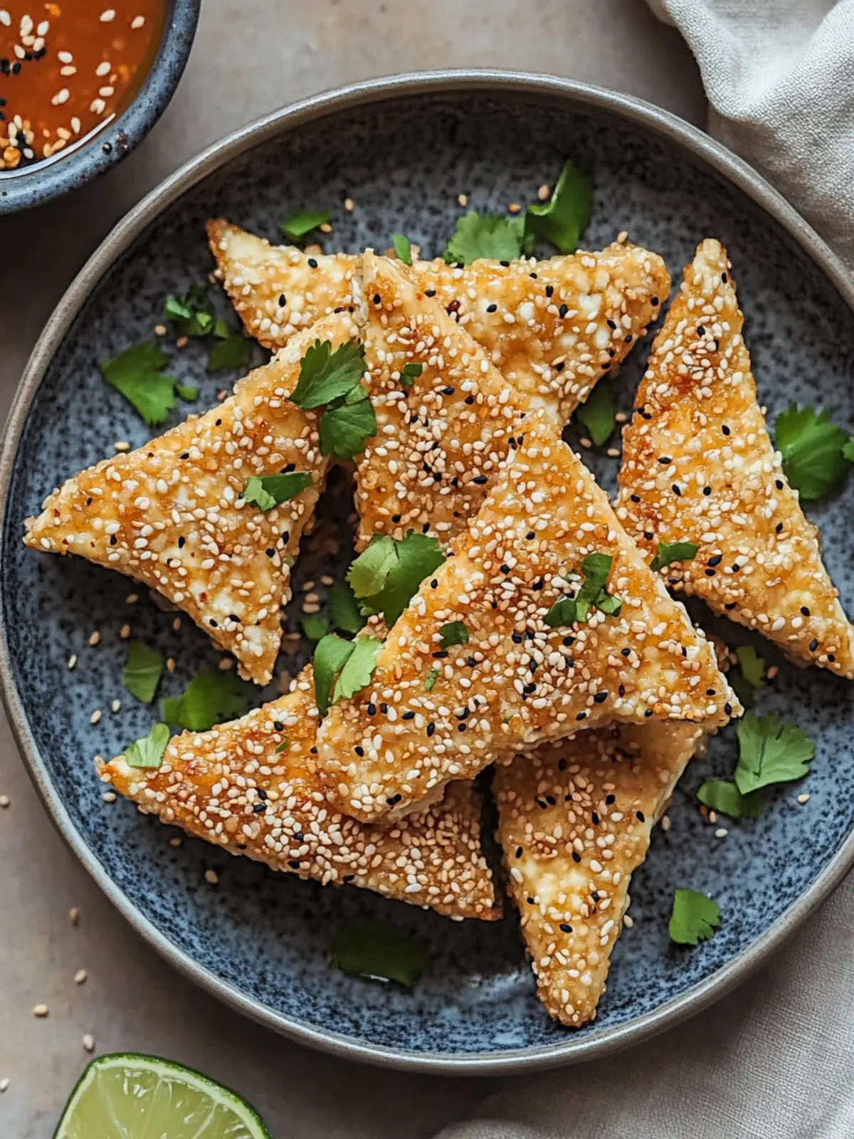 Crispy Sesame-Crusted Tofu Triangles: A Healthy Snack Delight 4 Crispy Sesame-Crusted Tofu Triangles