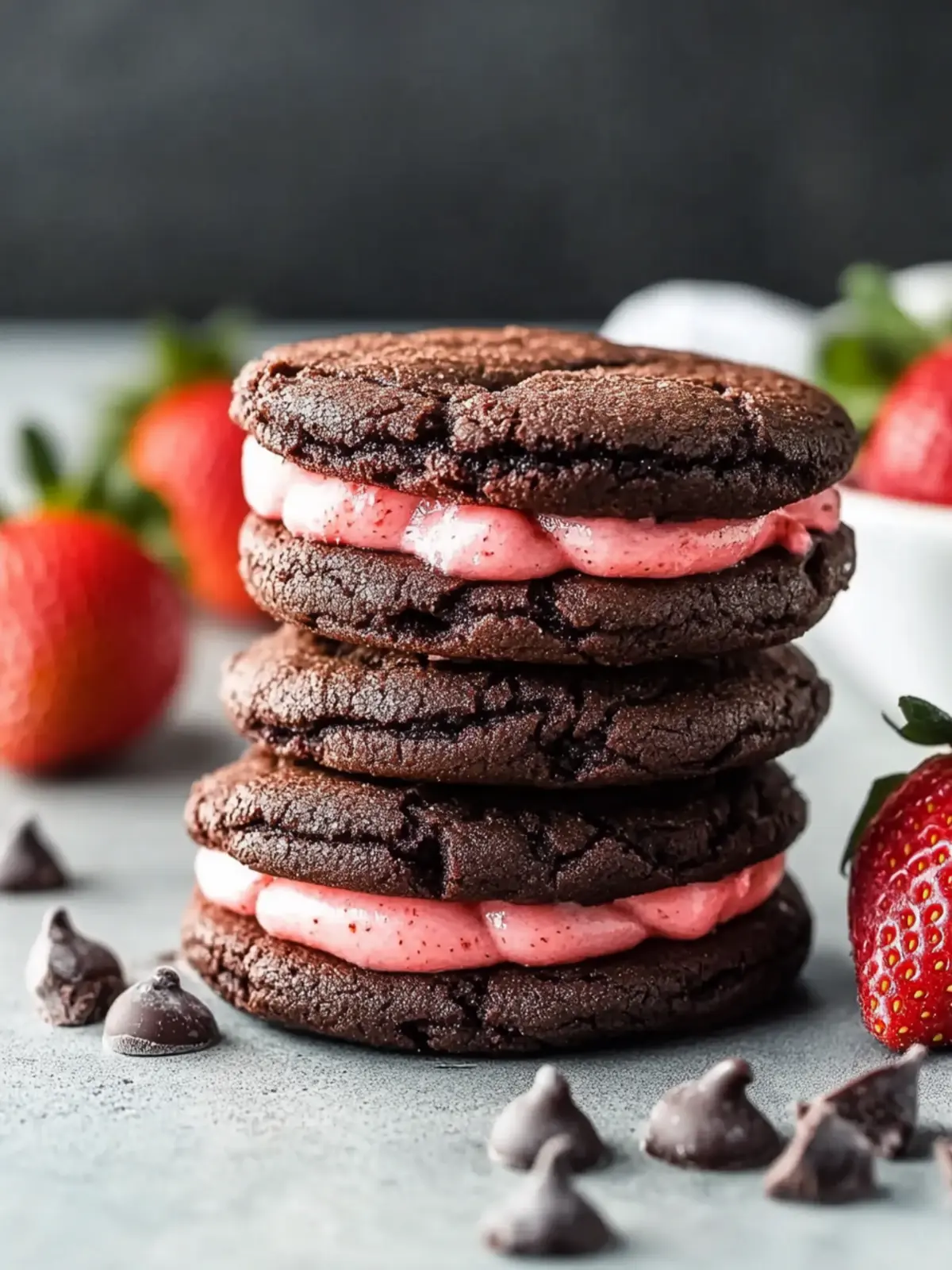 Decadent Chocolate Strawberry Sandwich Cookies You’ll Love 3 Chocolate Strawberry Sandwich Cookies