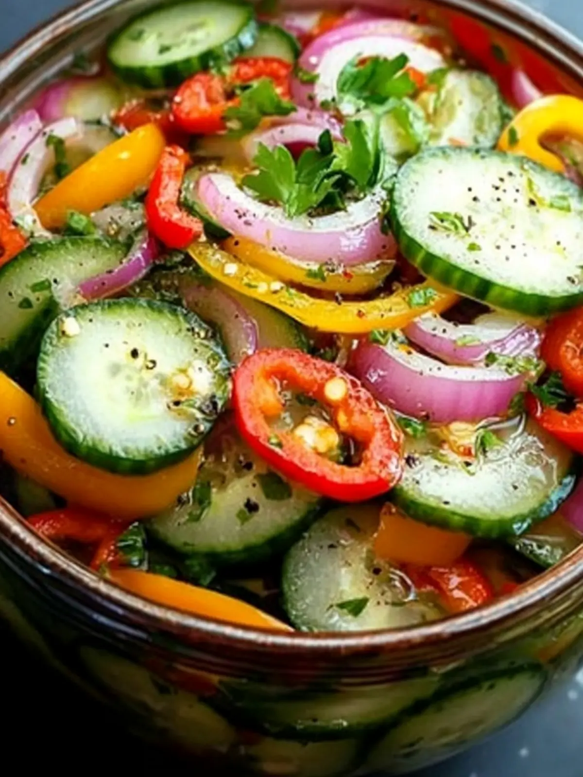 Tangy Pickled Cucumber, Onion, and Bell Pepper Salad Delight 5 Pickled Cucumber, Onion, and Bell Pepper Salad
