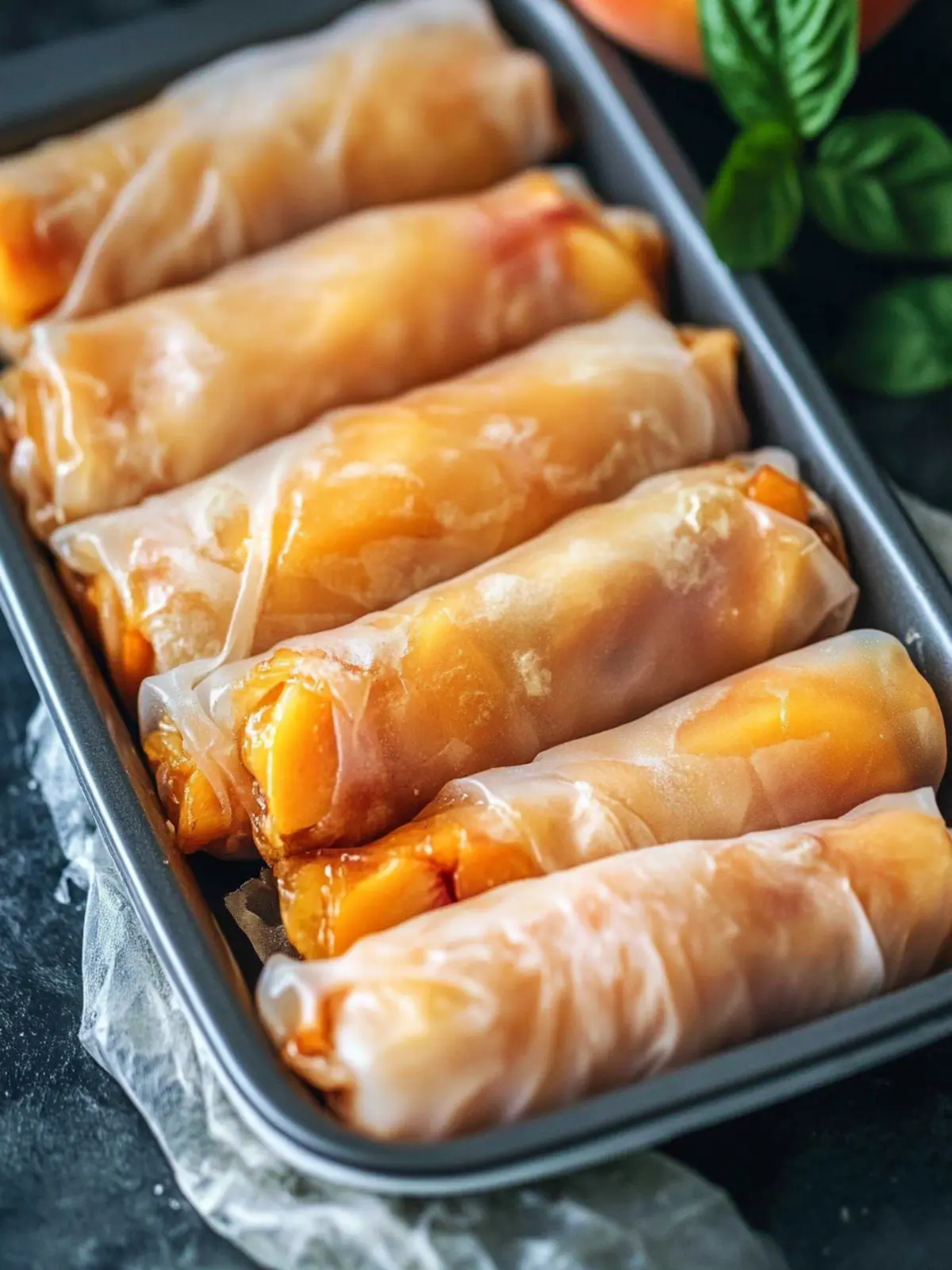 Baked Peach Pie Rice Paper Rolls Recipe for Sweet Summer Bliss 4 Baked Peach Pie Rice Paper Rolls Recipe