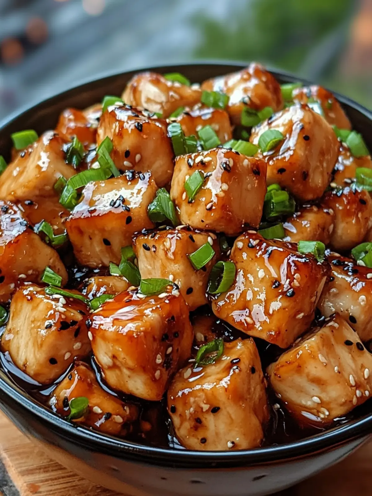 Sticky Teriyaki Chicken Cubes with Scallion Glaze Delight 5 Sticky Teriyaki Chicken Cubes with Scallion Glaze