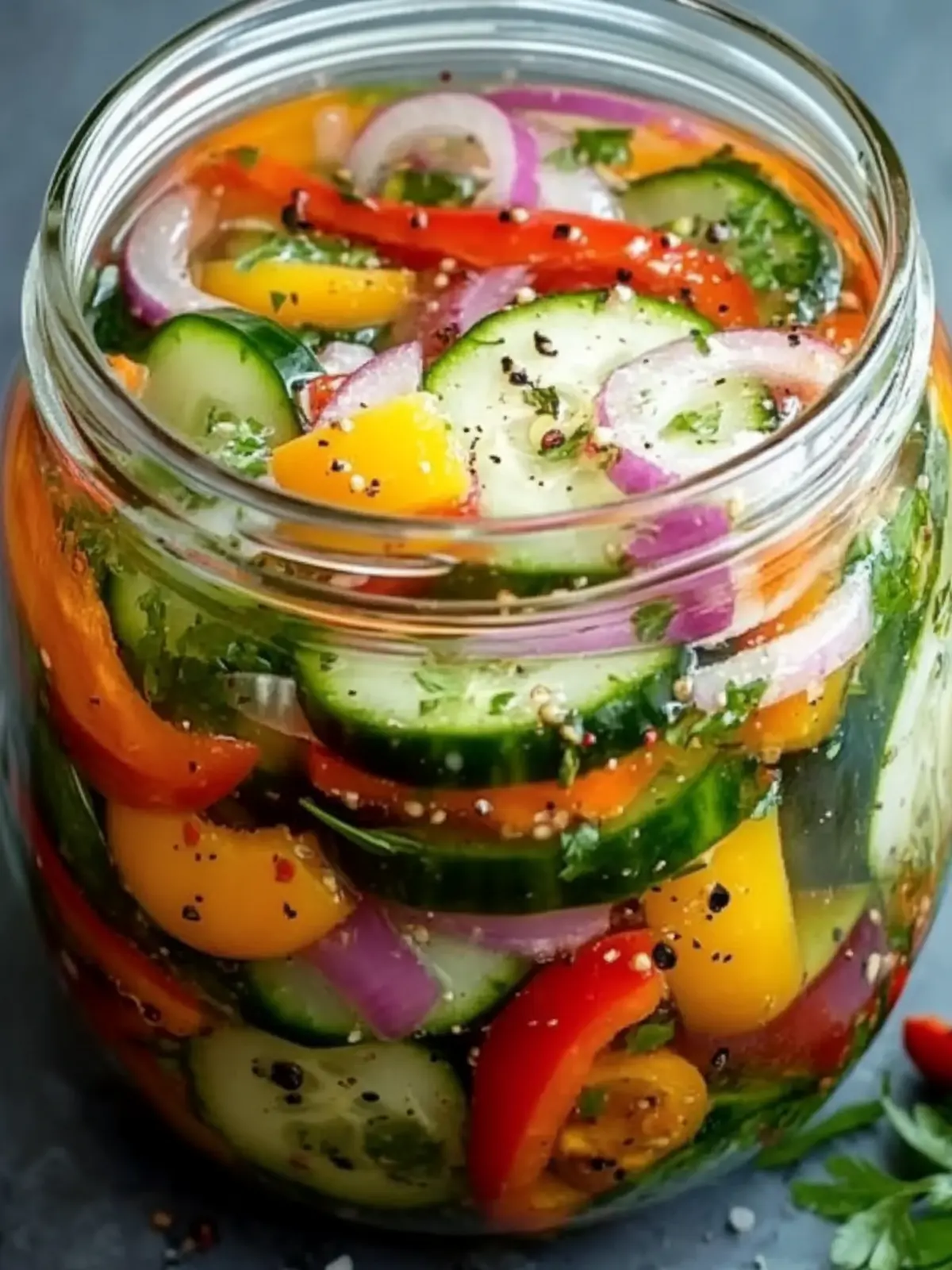 Zesty Pickled Cucumber, Onion, and Bell Pepper Salad Delight 2 Pickled Cucumber, Onion, and Bell Pepper Salad