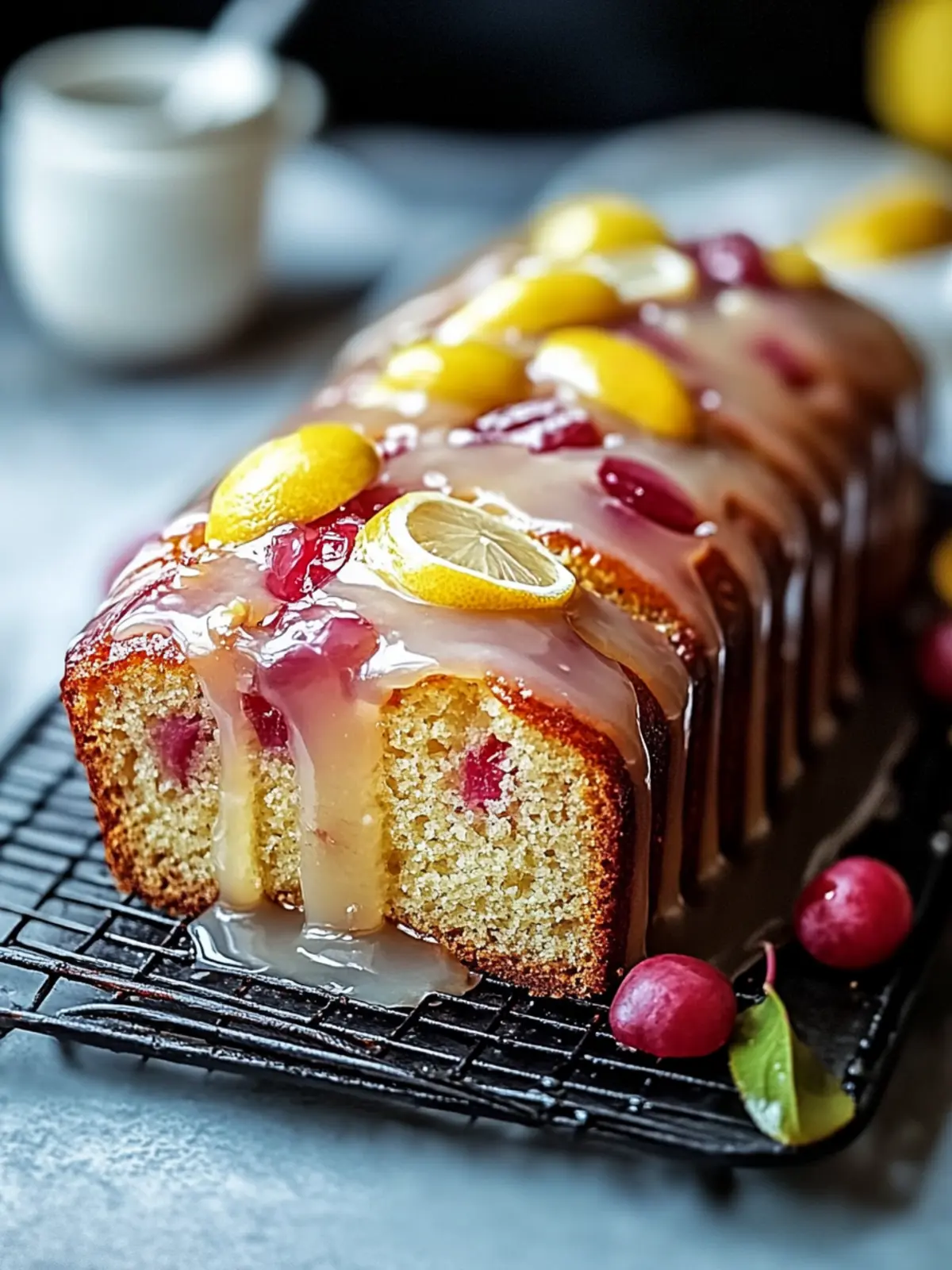Deliciously Tangy Lemon Rhubarb Loaf with Glaze Delight 5 Lemon Rhubarb Loaf with Glaze