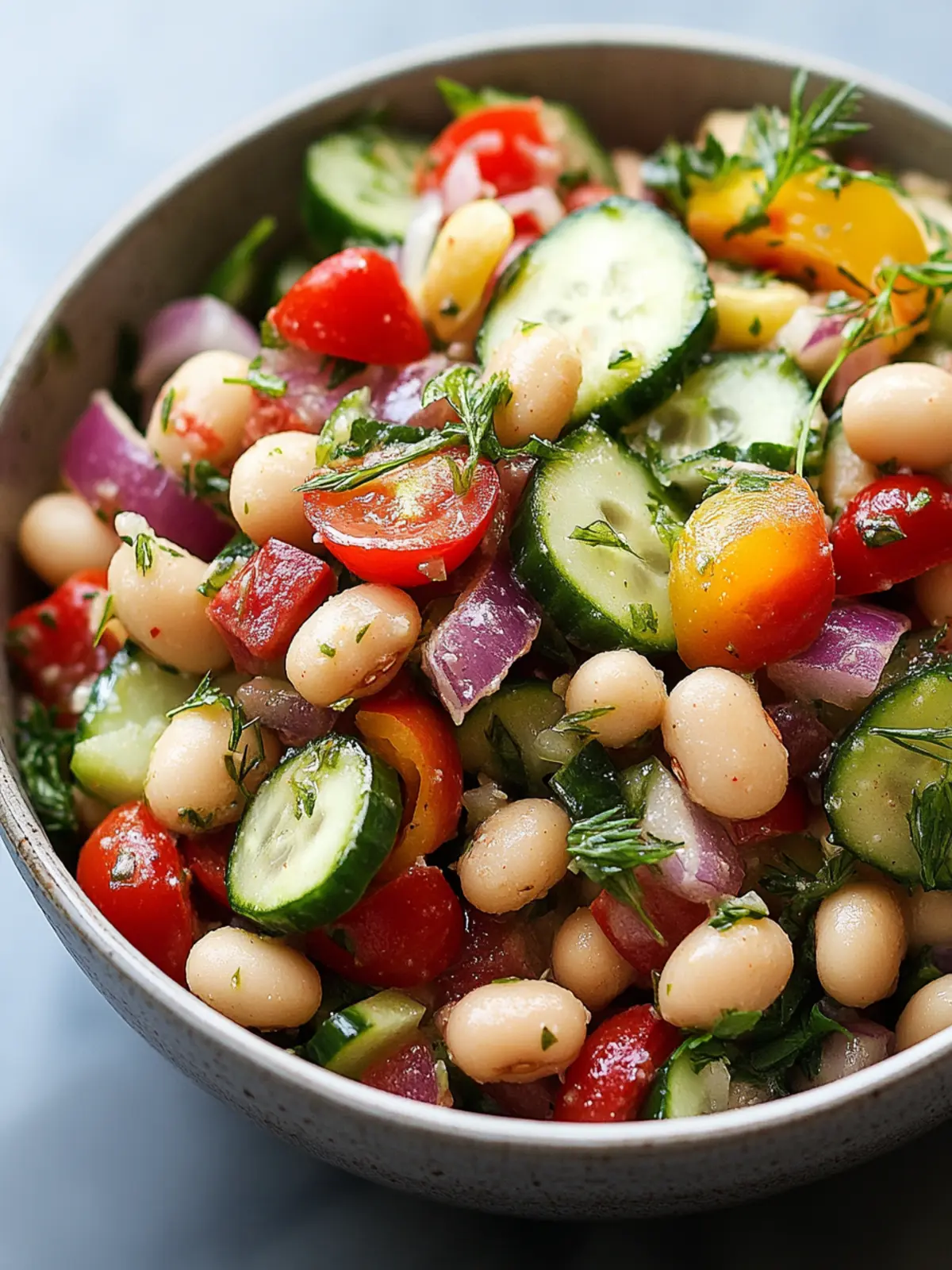 Crisp Cucumber 2 Bean Salad with a Savory Salami Twist 3 Cucumber 2 Bean Salad