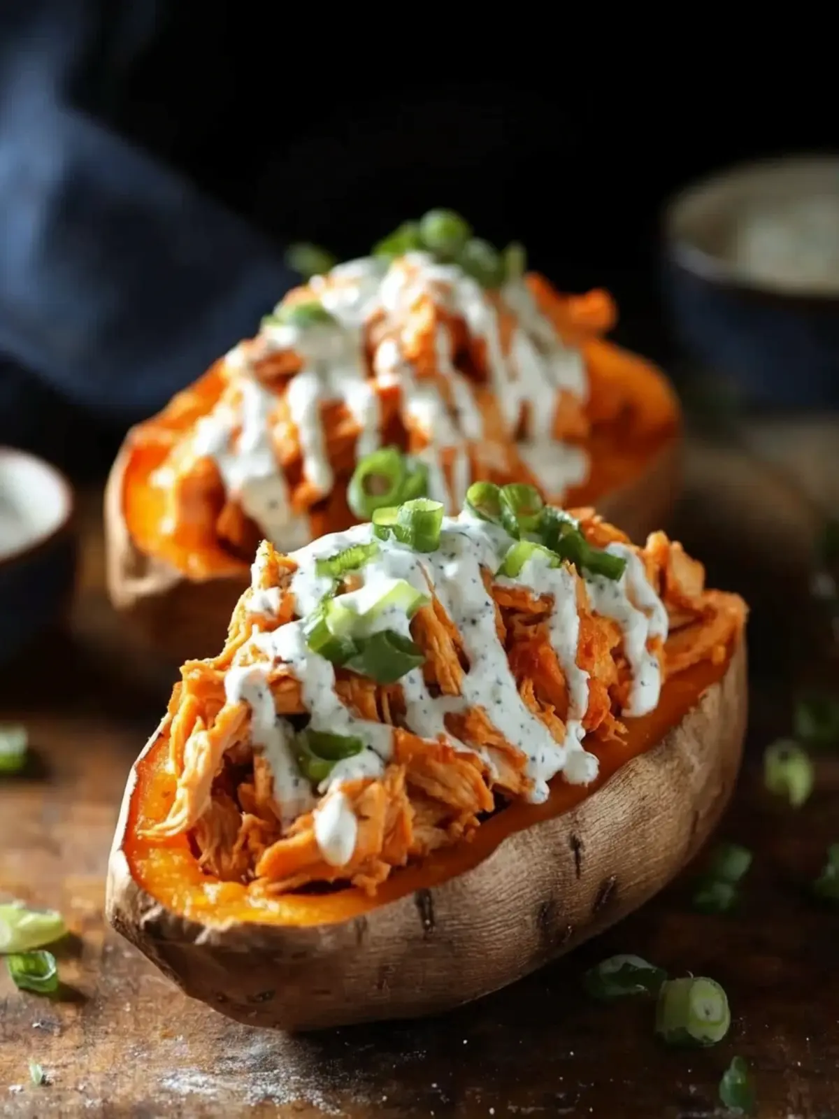 Buffalo Chicken Stuffed Sweet Potato Boats for Taco Night Fun 3 Buffalo Chicken Stuffed Sweet Potato Boats