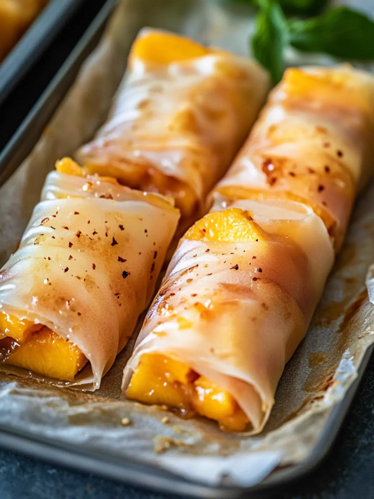 Baked Peach Pie Rice Paper Rolls Recipe for Sweet Summer Bliss 2 Baked Peach Pie Rice Paper Rolls Recipe