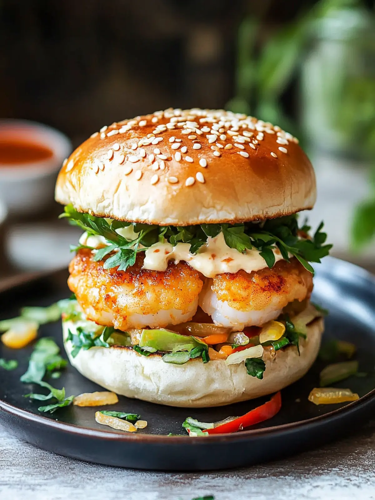 Korean-Style Shrimp Burger: Flavor-Packed Homemade Delight 4 Korean-Style Shrimp Burger