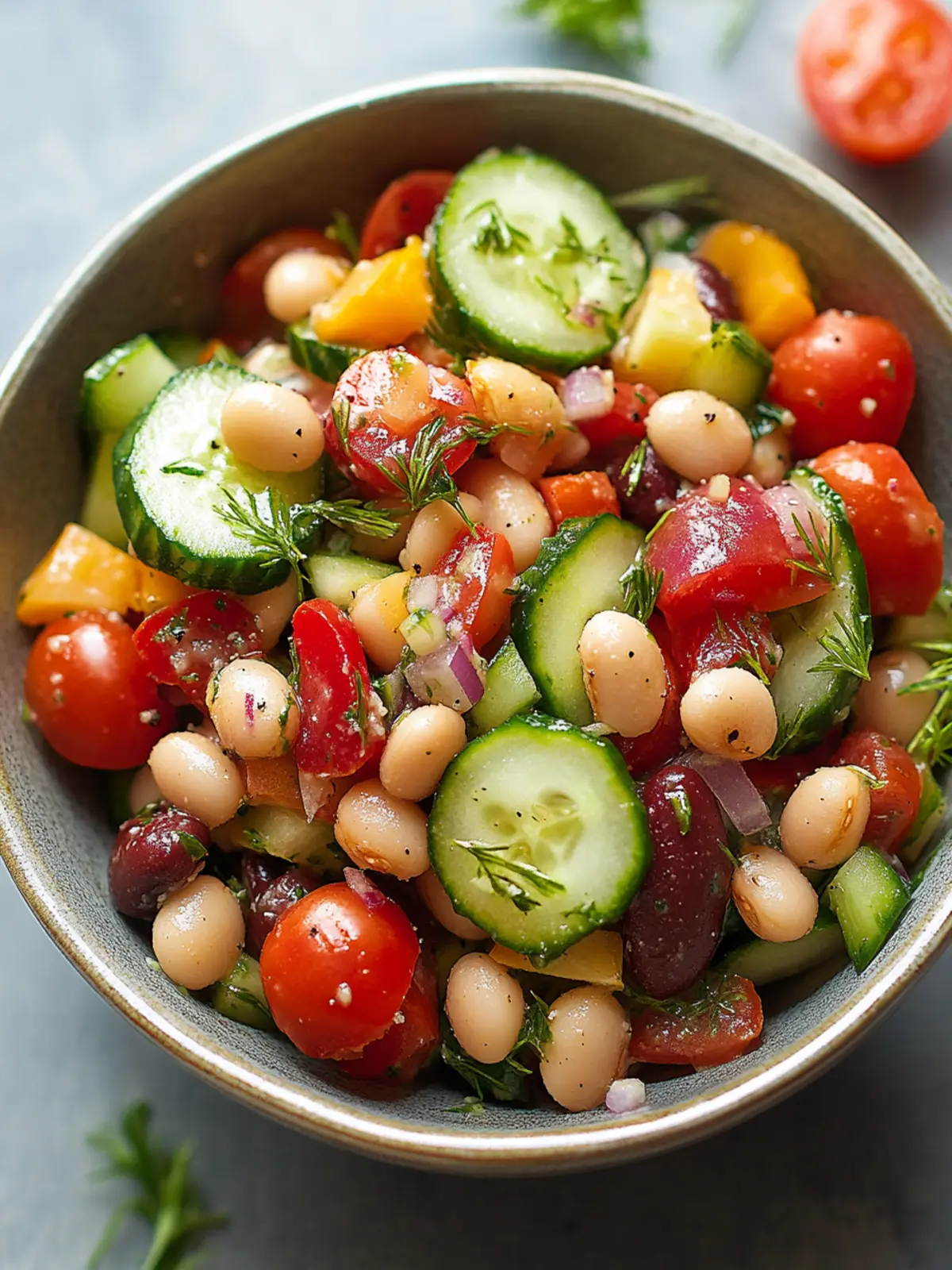 Crisp Cucumber 2 Bean Salad with a Savory Salami Twist 5 Cucumber 2 Bean Salad