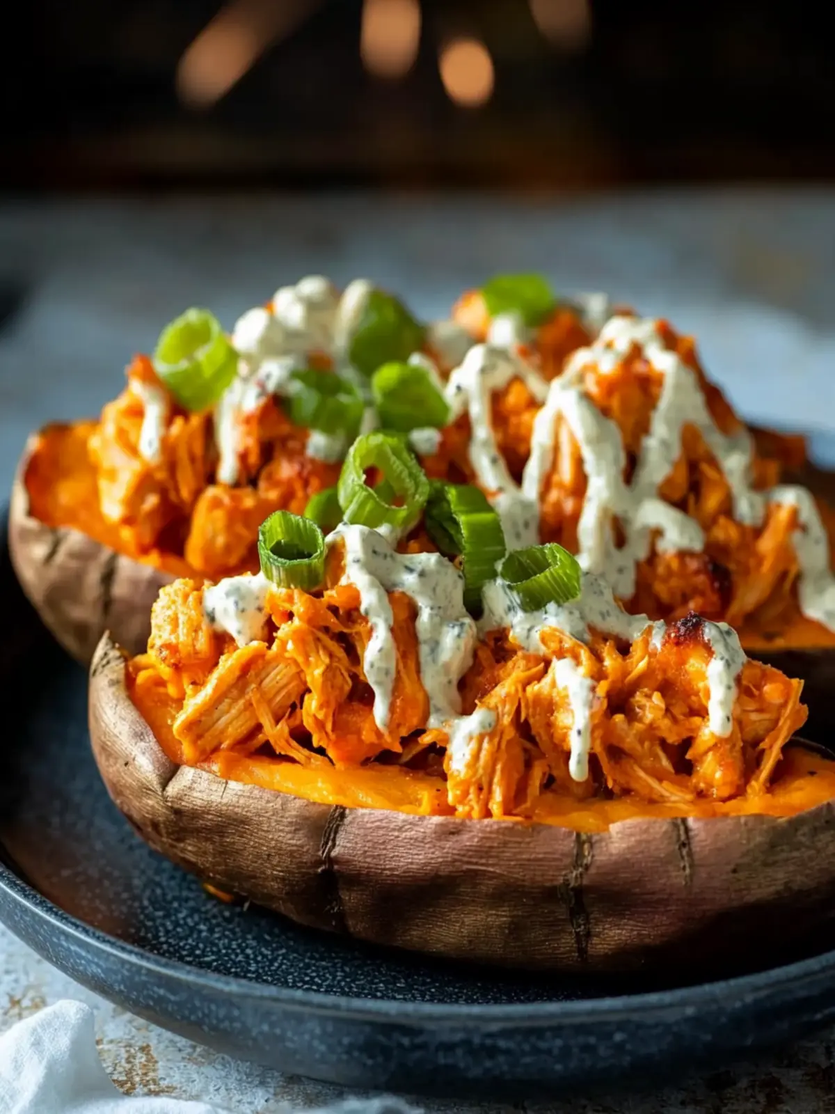 Buffalo Chicken Stuffed Sweet Potato Boats for Taco Night Fun 4 Buffalo Chicken Stuffed Sweet Potato Boats