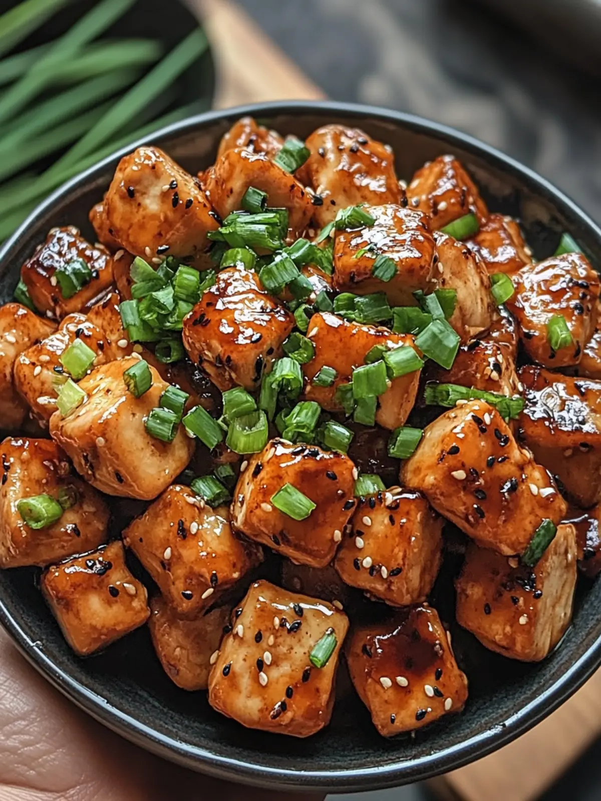 Sticky Teriyaki Chicken Cubes with Scallion Glaze Delight 4 Sticky Teriyaki Chicken Cubes with Scallion Glaze