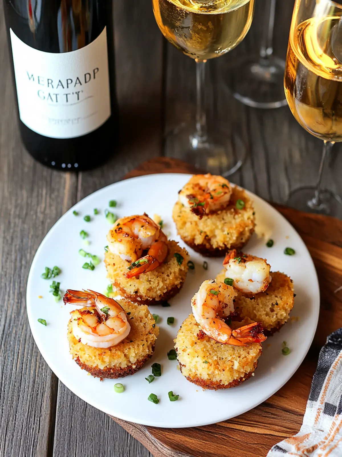 Savory Shrimp & Grit Cake Bites Perfect for Wine Pairing 3 Shrimp & Grit Cake Bites (+wine pairing)