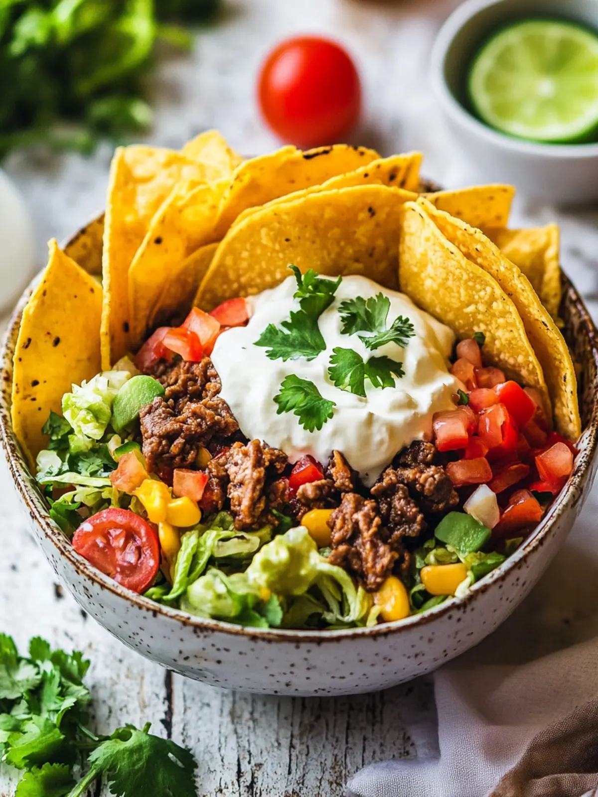 Beef Taco Salad Bowls: Your New Family Favorite Dinner! 2 Beef Taco Salad Bowls