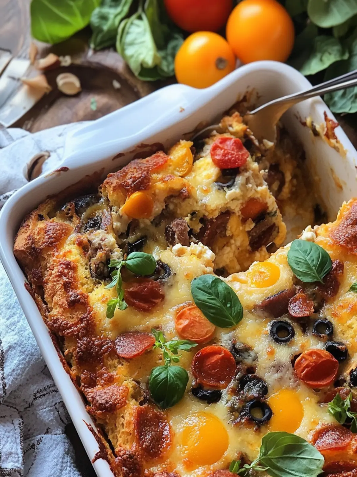 Savor Every Bite: Easy Pizza Strata Breakfast Casserole 2 Pizza Strata Breakfast Casserole