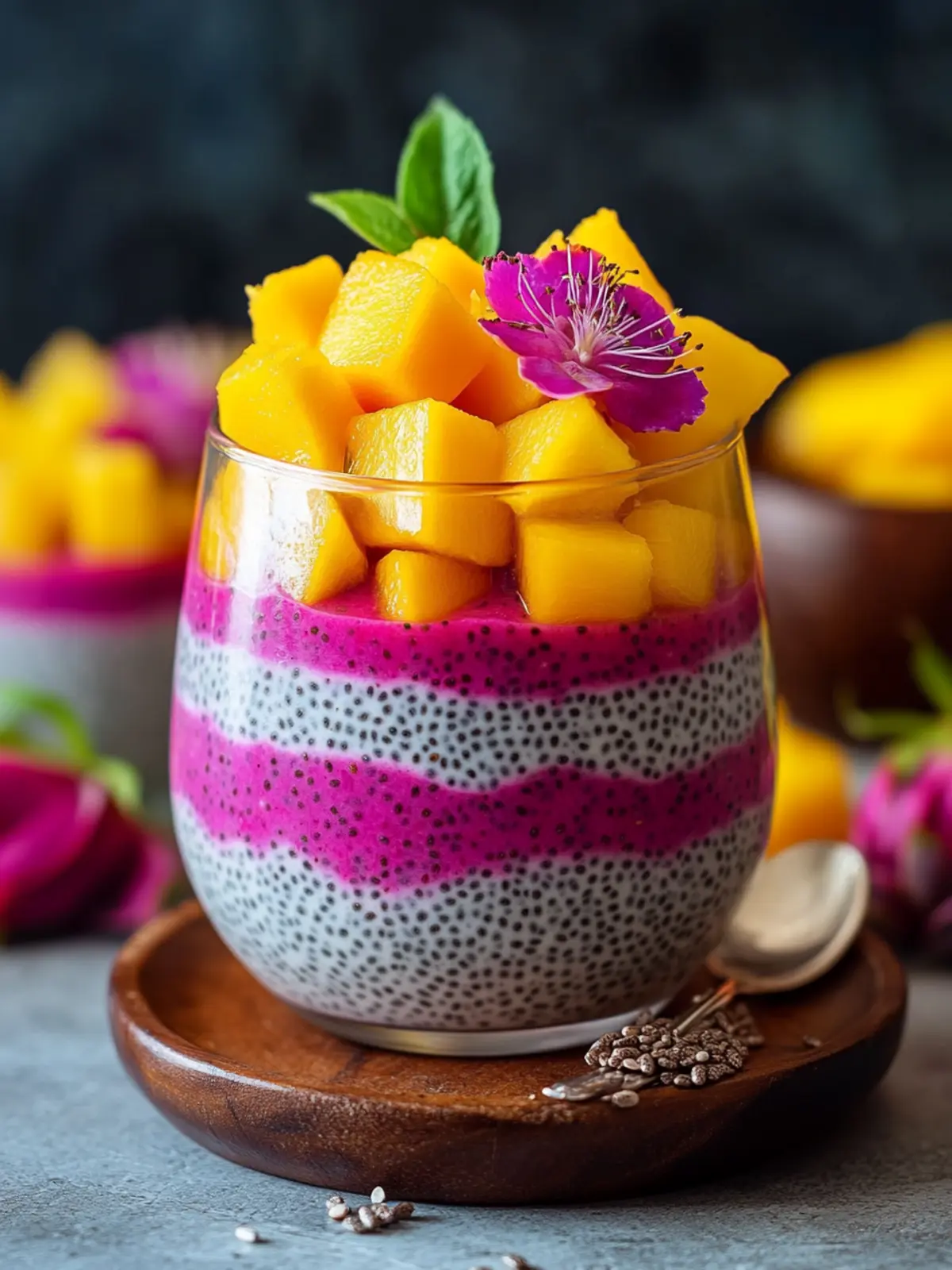 Mango and Dragon Fruit Chia Pudding for a Tropical Twist 2 Mango and Dragon Fruit Chia Pudding