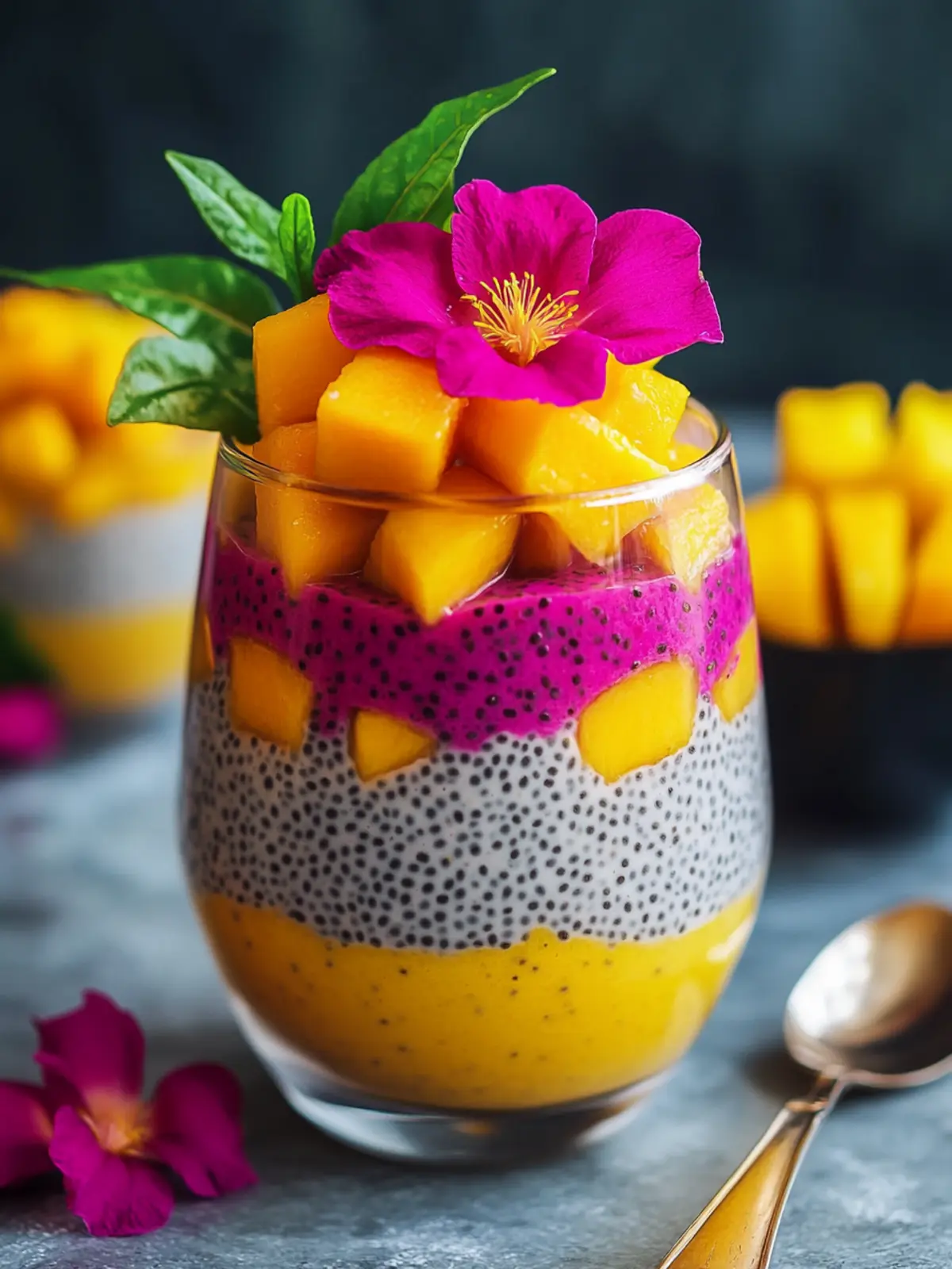Mango and Dragon Fruit Chia Pudding for a Tropical Twist 3 Mango and Dragon Fruit Chia Pudding