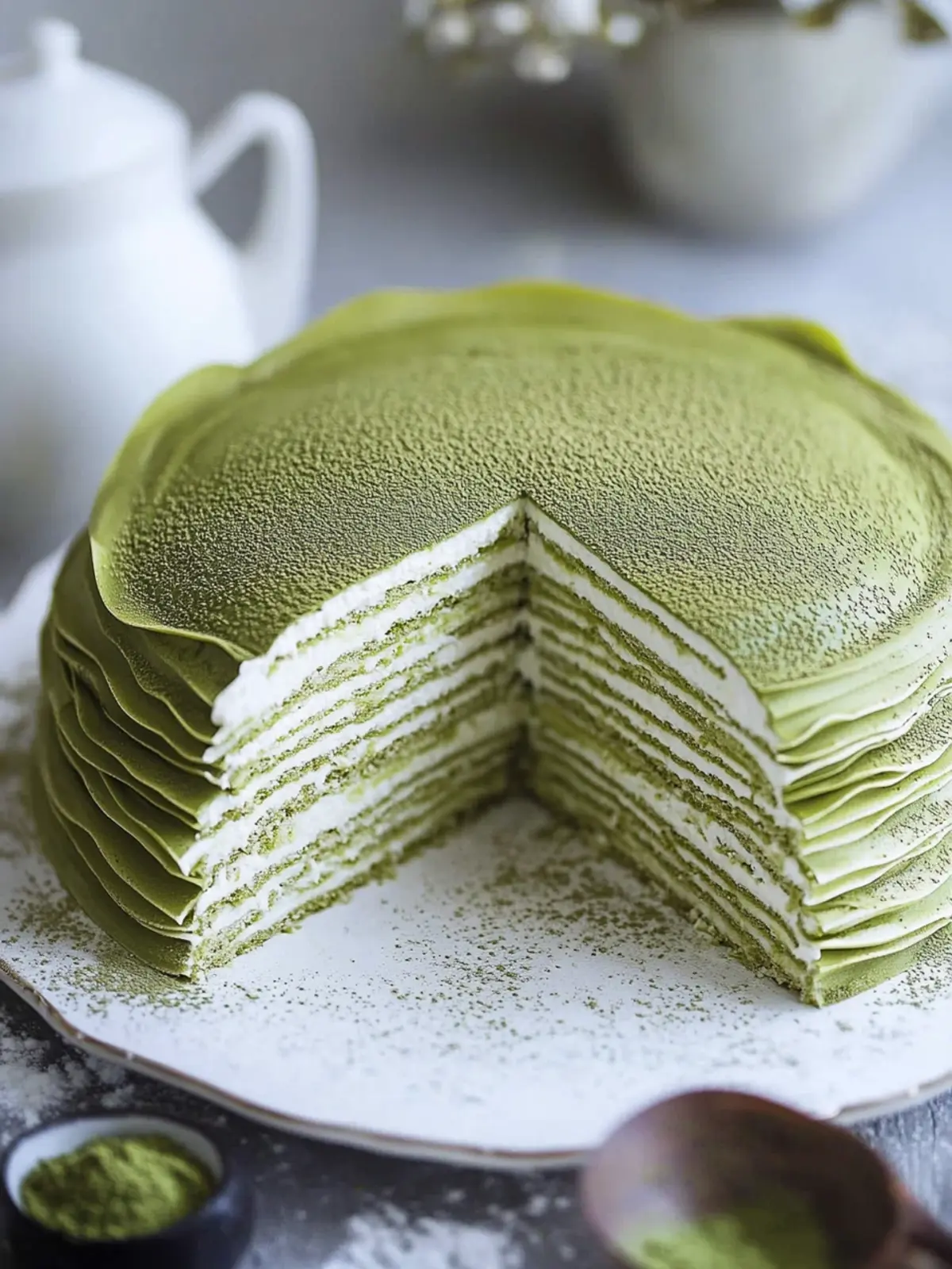 Delightful Japanese Matcha Green Tea Mille Crepe Cake Recipe 2 Japanese Matcha Green Tea Mille Crepe Cake