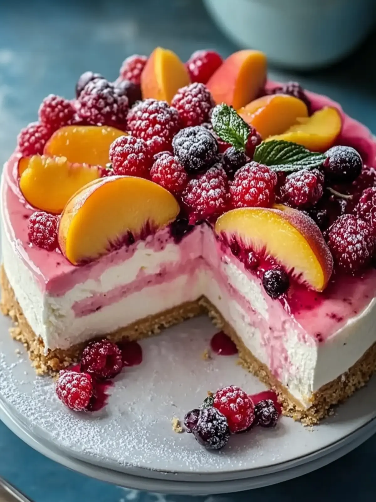 Delicious Summer Berry and Peach Cheesecake Awaits You 2 Summer Berry and Peach Cheesecake