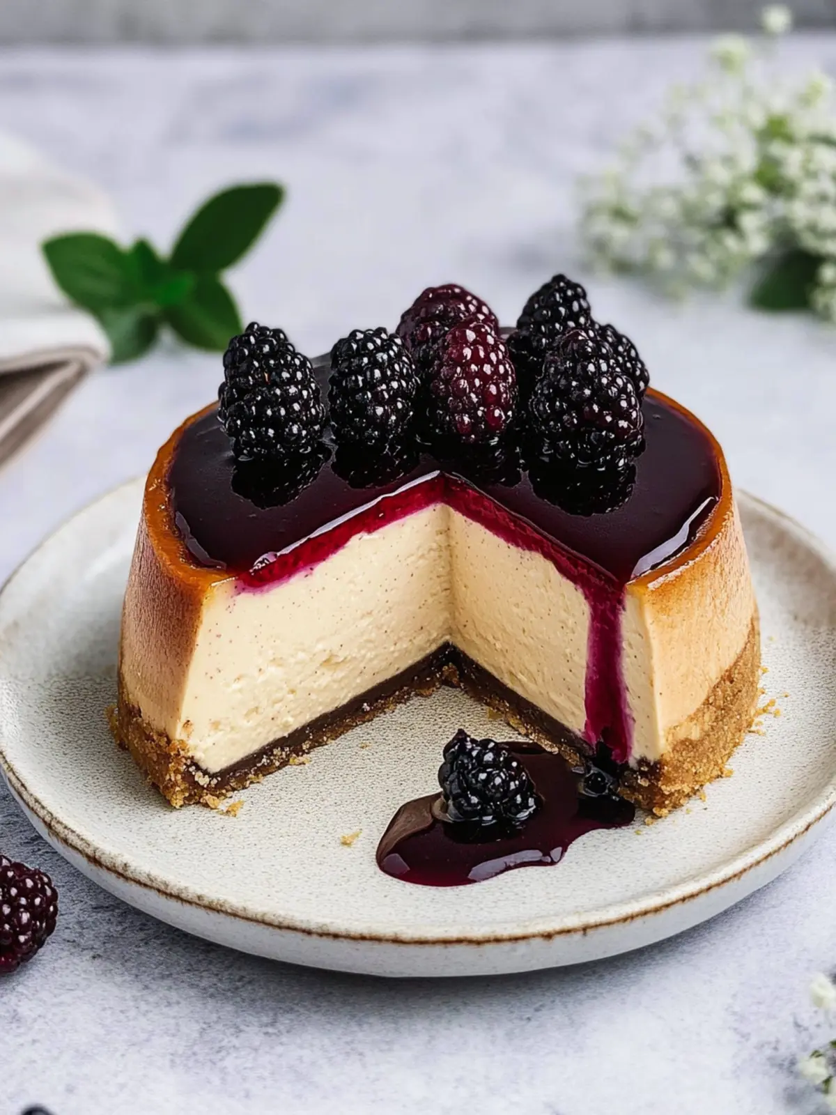 Luxurious London Fog Basque Cheesecake with Blackberry Bliss 3 London Fog Basque Cheesecake with Blackberry Sauce