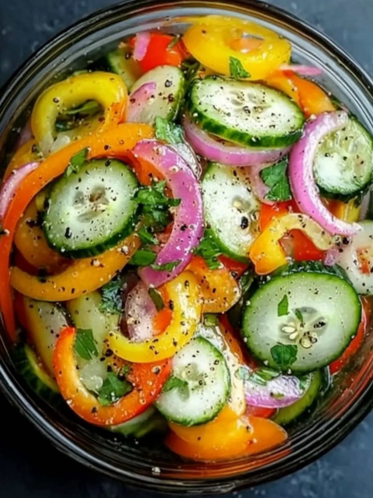 Tangy Pickled Cucumber, Onion, and Bell Pepper Salad Delight 4 Pickled Cucumber, Onion, and Bell Pepper Salad