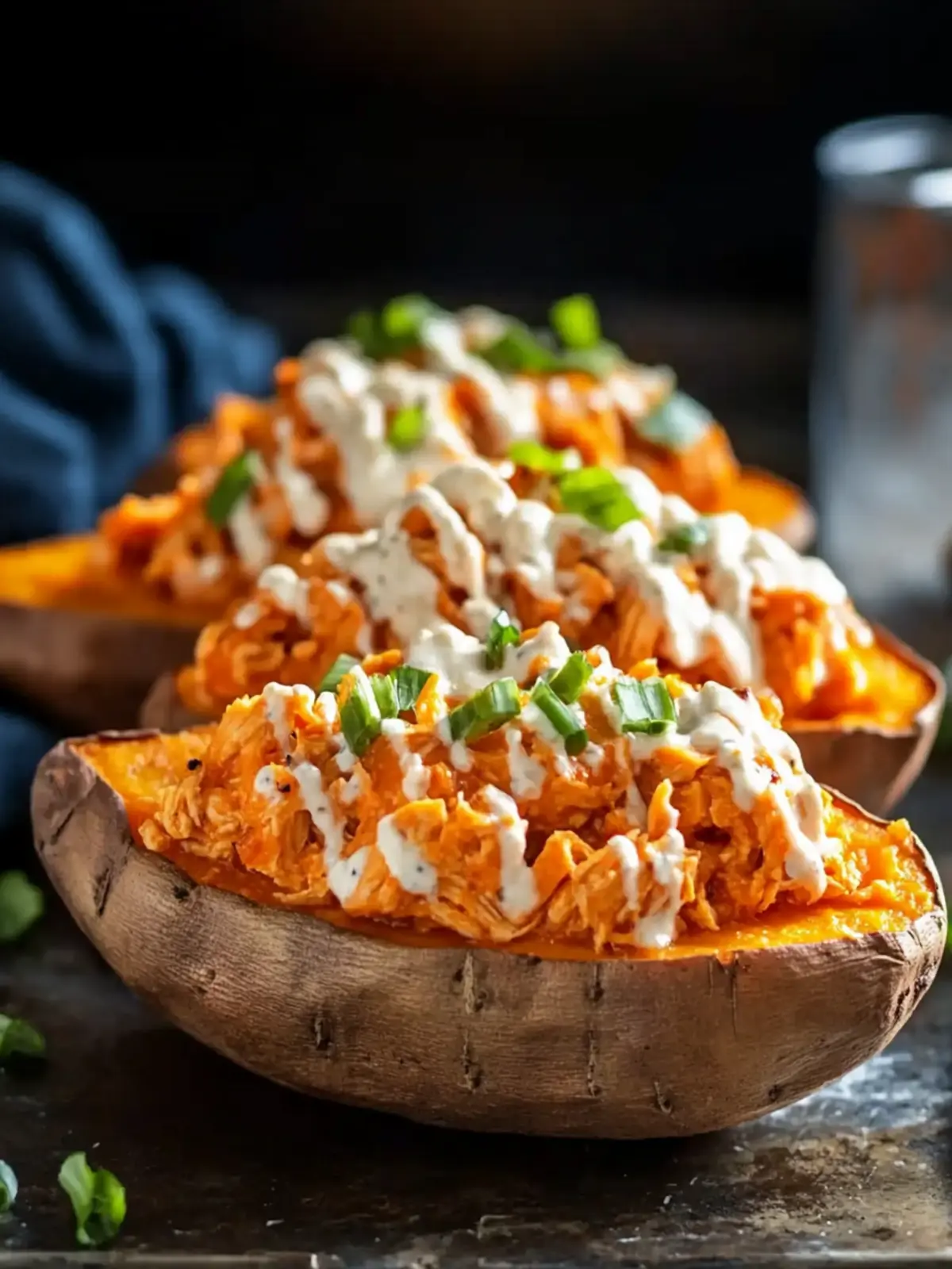 Buffalo Chicken Stuffed Sweet Potato Boats for Taco Night Fun 5 Buffalo Chicken Stuffed Sweet Potato Boats