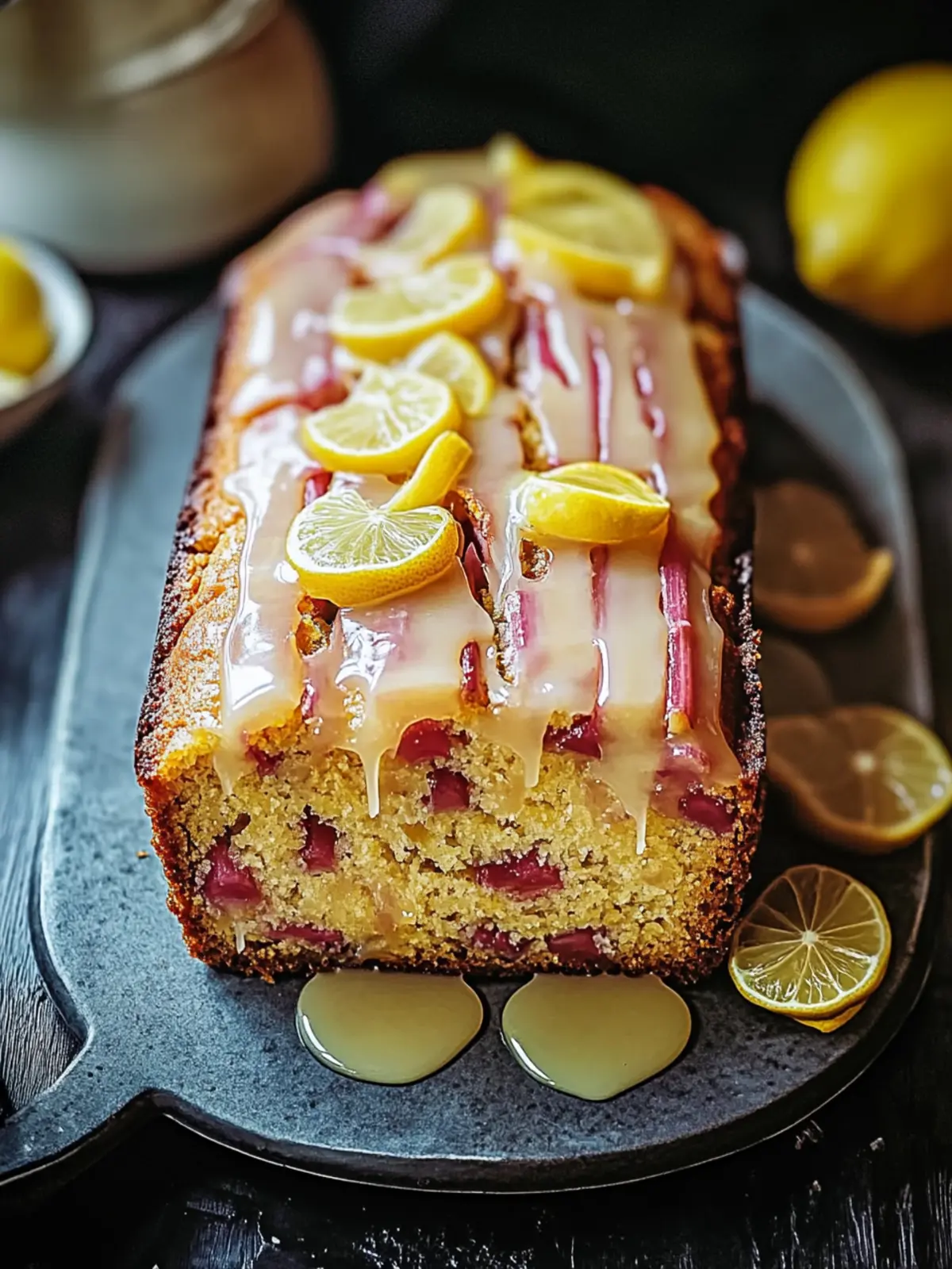 Deliciously Tangy Lemon Rhubarb Loaf with Glaze Delight 3 Lemon Rhubarb Loaf with Glaze