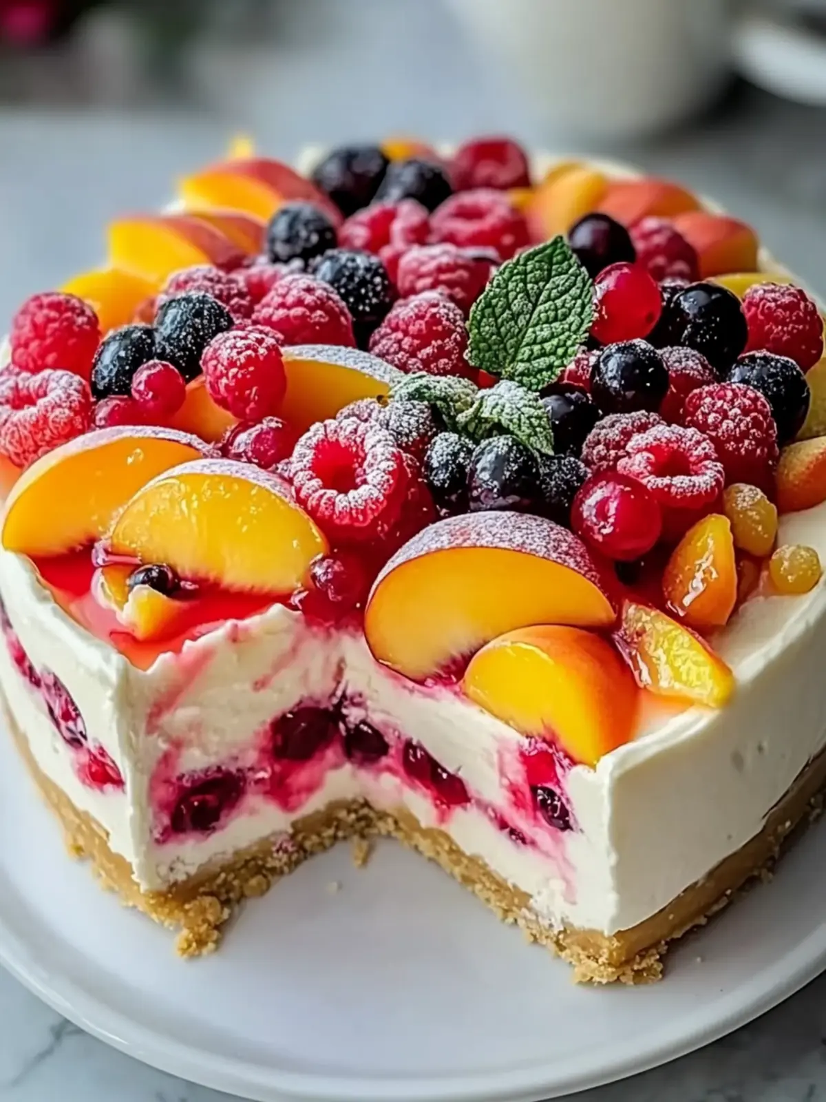 Delicious Summer Berry and Peach Cheesecake Awaits You 4 Summer Berry and Peach Cheesecake