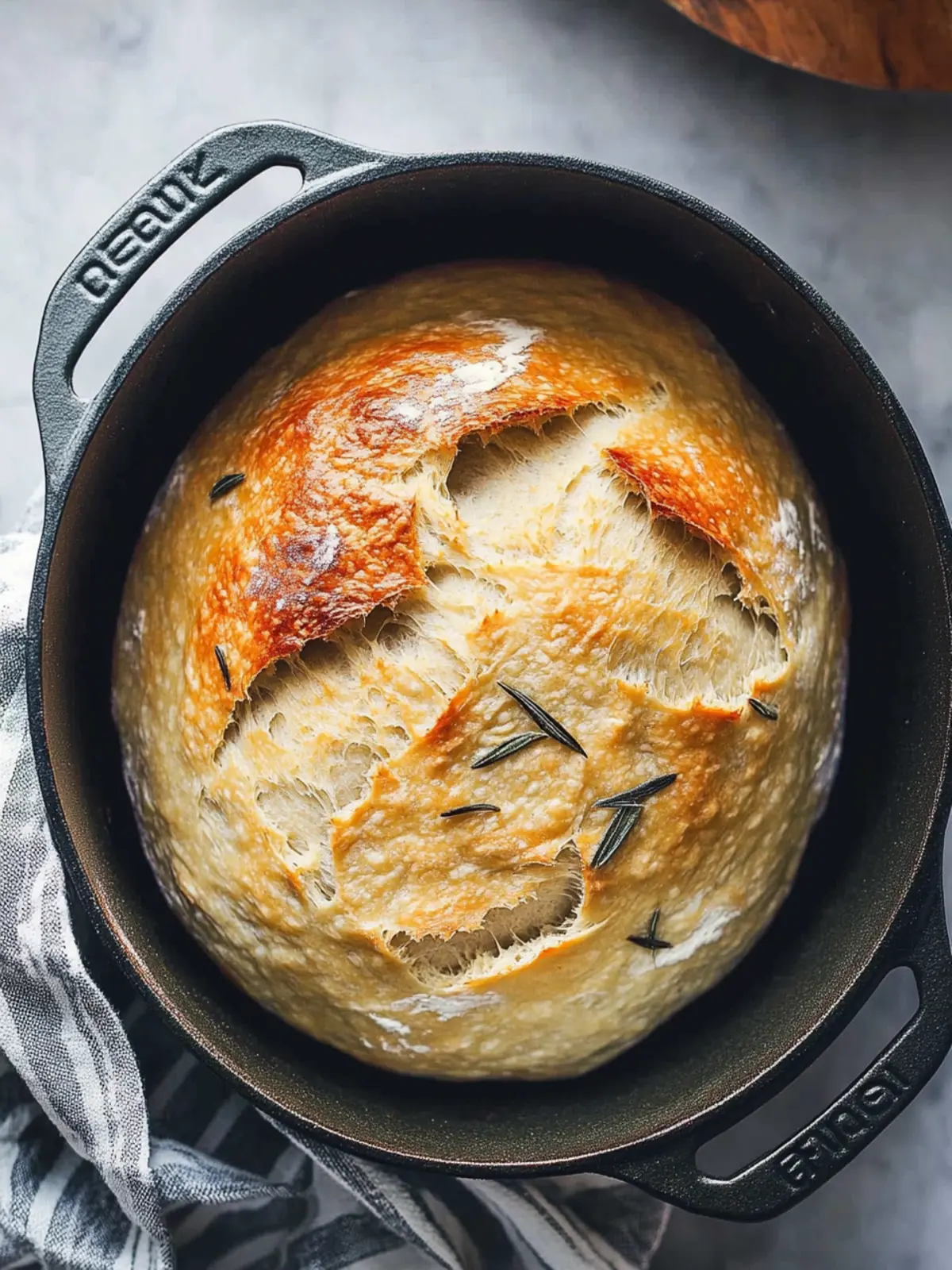 No Knead Dutch Oven Bread with Savory Rosemary Punch 4 No Knead Dutch Oven Bread