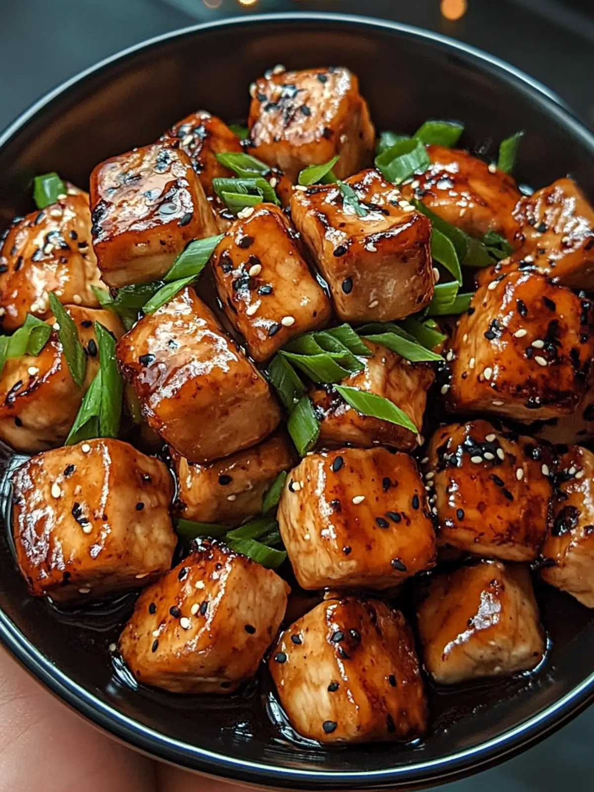 Sticky Teriyaki Chicken Cubes with Scallion Glaze Delight 2 Sticky Teriyaki Chicken Cubes with Scallion Glaze