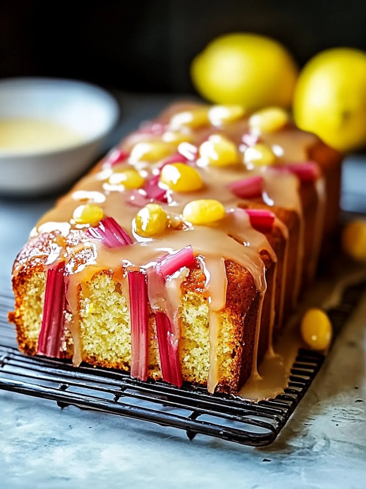 Deliciously Tangy Lemon Rhubarb Loaf with Glaze Delight 4 Lemon Rhubarb Loaf with Glaze
