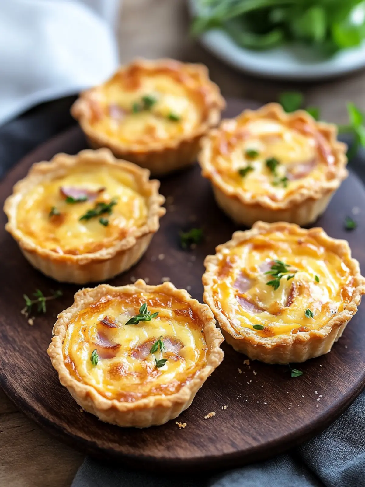 Delicious Mini Ham & Cheese Quiche with Caramelized Onions 2 Mini Ham & Cheese Quiche with Caramelized Onions