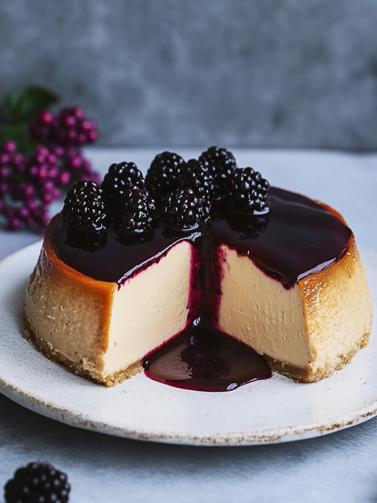 Luxurious London Fog Basque Cheesecake with Blackberry Bliss 4 London Fog Basque Cheesecake with Blackberry Sauce