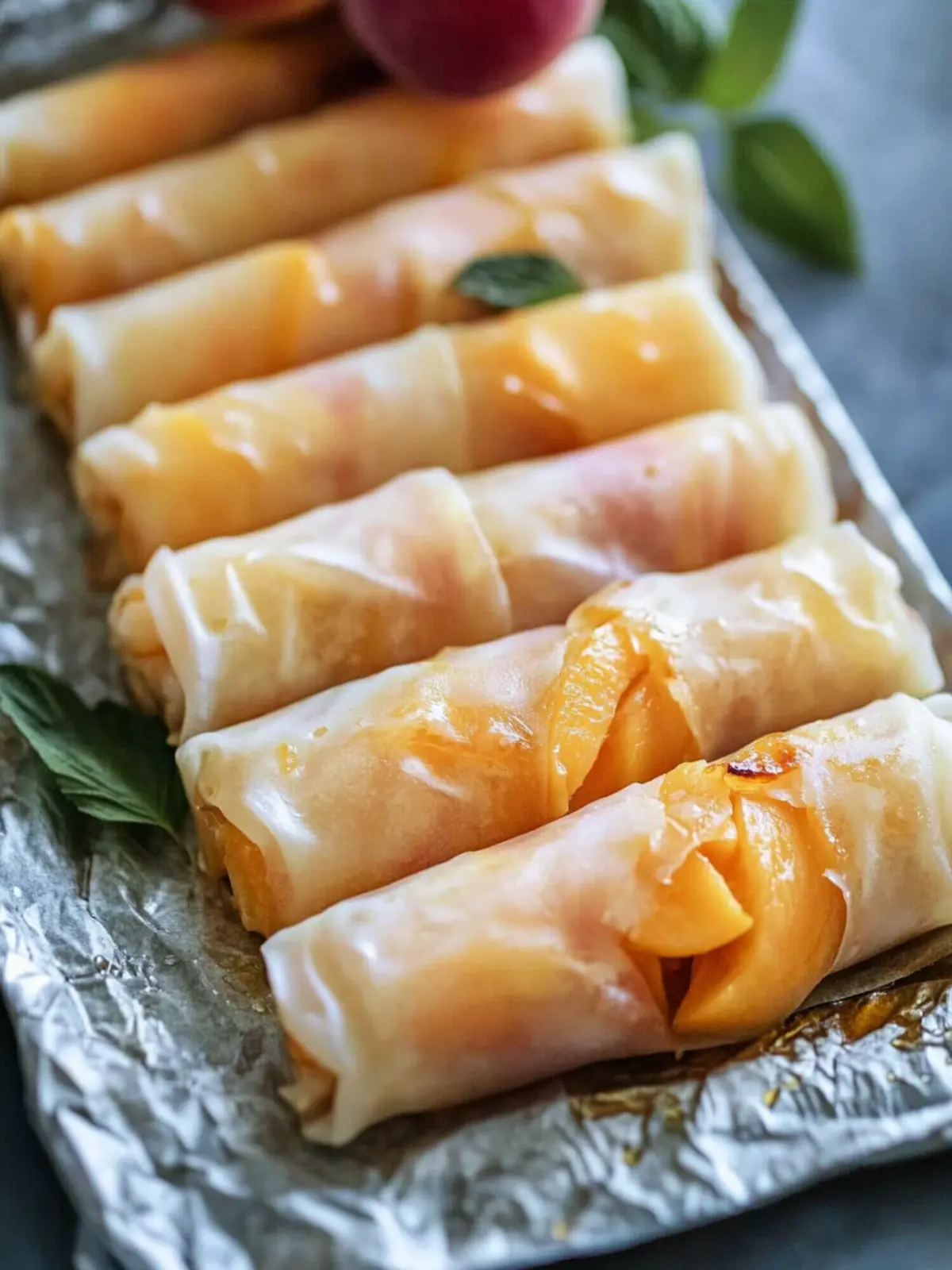 Baked Peach Pie Rice Paper Rolls Recipe for Sweet Summer Bliss 3 Baked Peach Pie Rice Paper Rolls Recipe