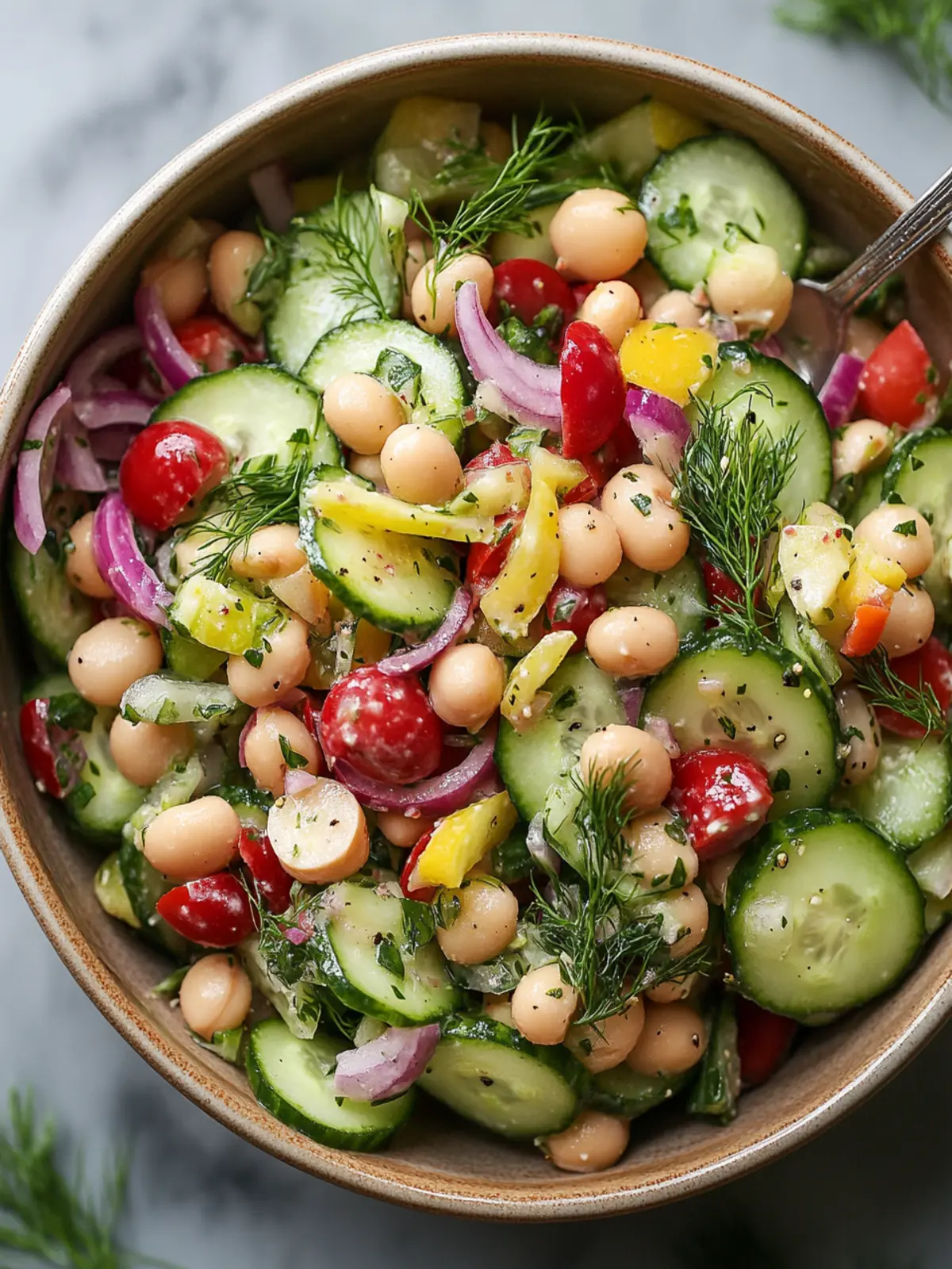 Crisp Cucumber 2 Bean Salad with a Savory Salami Twist 2 Cucumber 2 Bean Salad