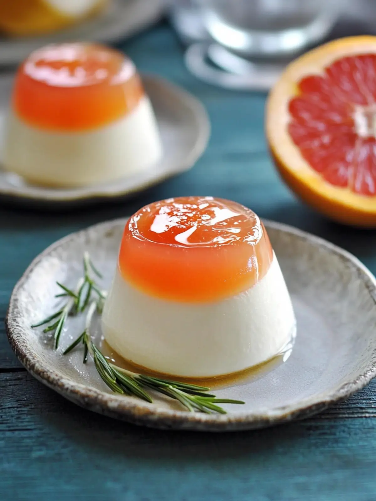 Rosemary Honey Panna Cotta with Grapefruit Jelly Delight 4 rosemary honey panna cotta with grapefruit jelly