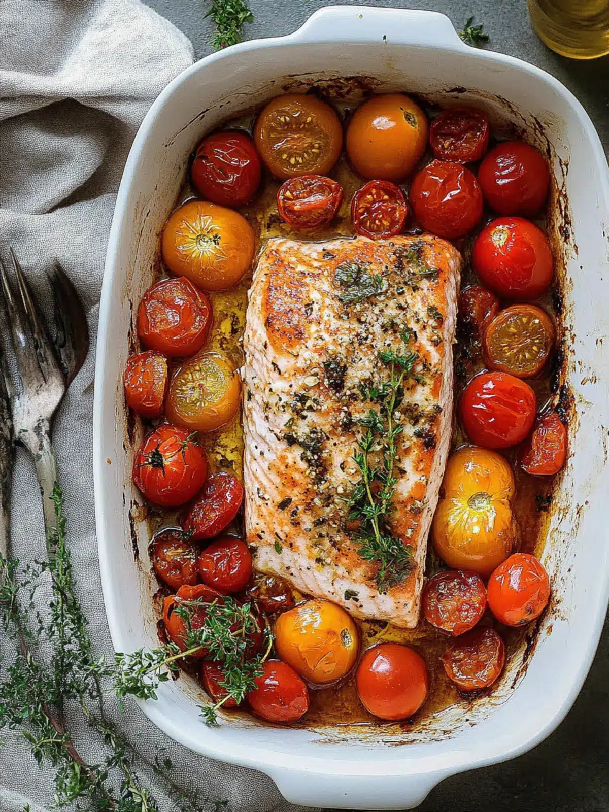 Baked Salmon with Grape Tomatoes for a Flavor-Packed Delight 2 Baked Salmon with Grape Tomatoes