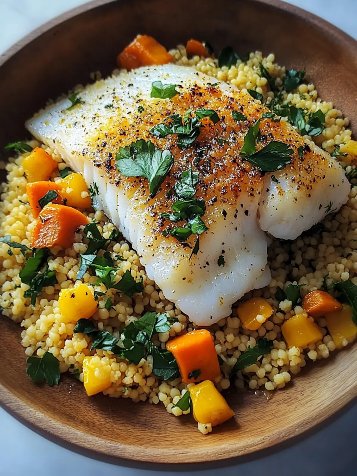 Delicious Wild Caught Cod with Moroccan Couscous Bliss 5 Wild Caught Cod with Moroccan Couscous