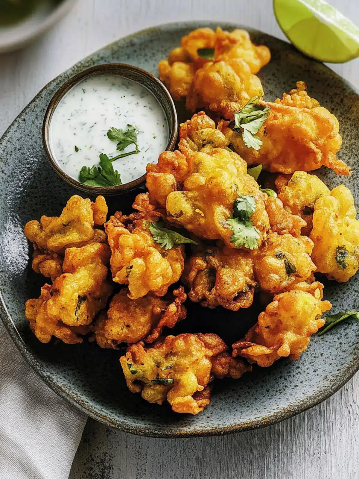 Irresistible Spiced Pakoras with Creamy Coconut Raita 5 Spiced Pakoras with Coconut Raita