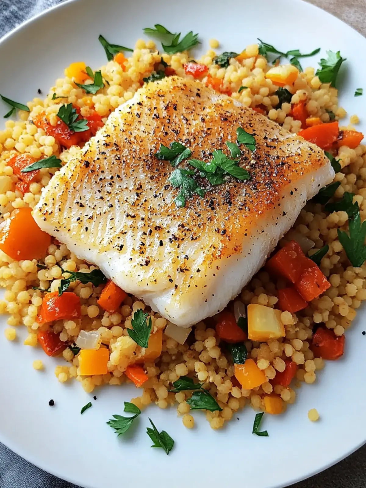 Delicious Wild Caught Cod with Moroccan Couscous Bliss 2 Wild Caught Cod with Moroccan Couscous