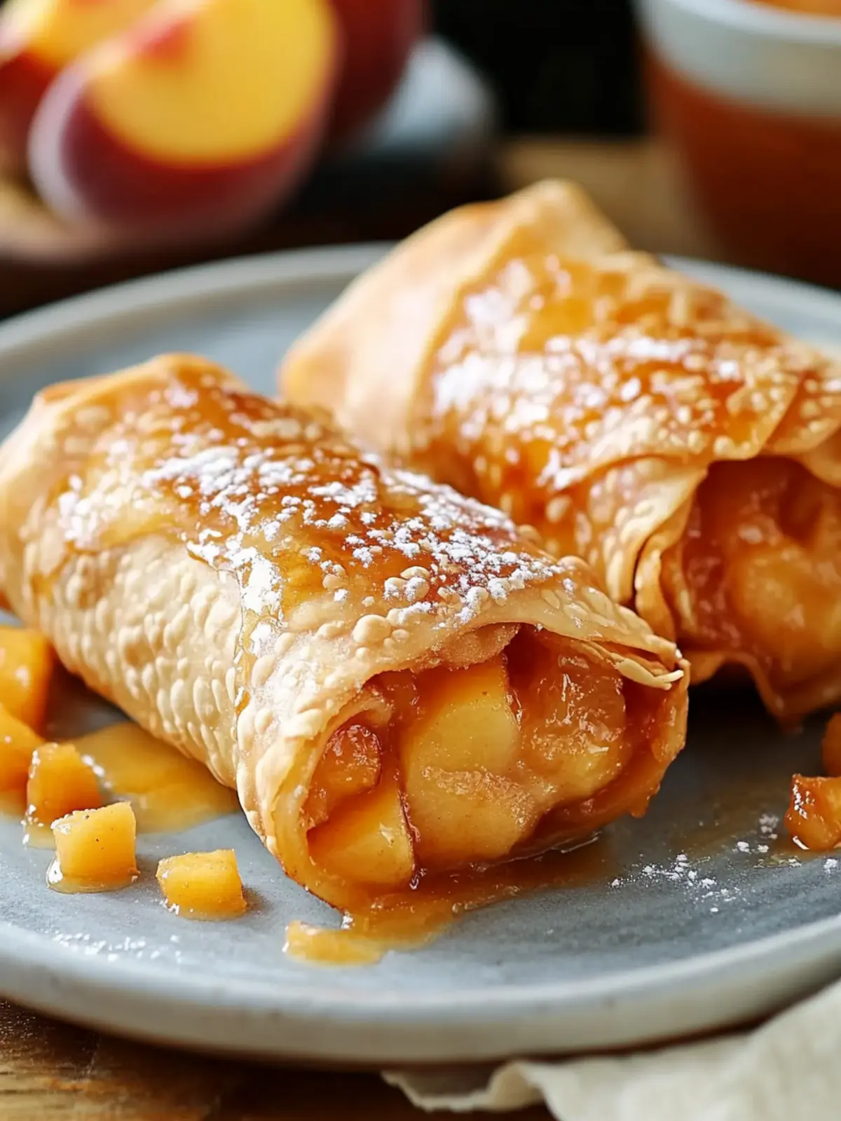 Delicious Peach Cobbler Egg Rolls You’ll Crave Every Summer 2 Peach Cobbler Egg Rolls
