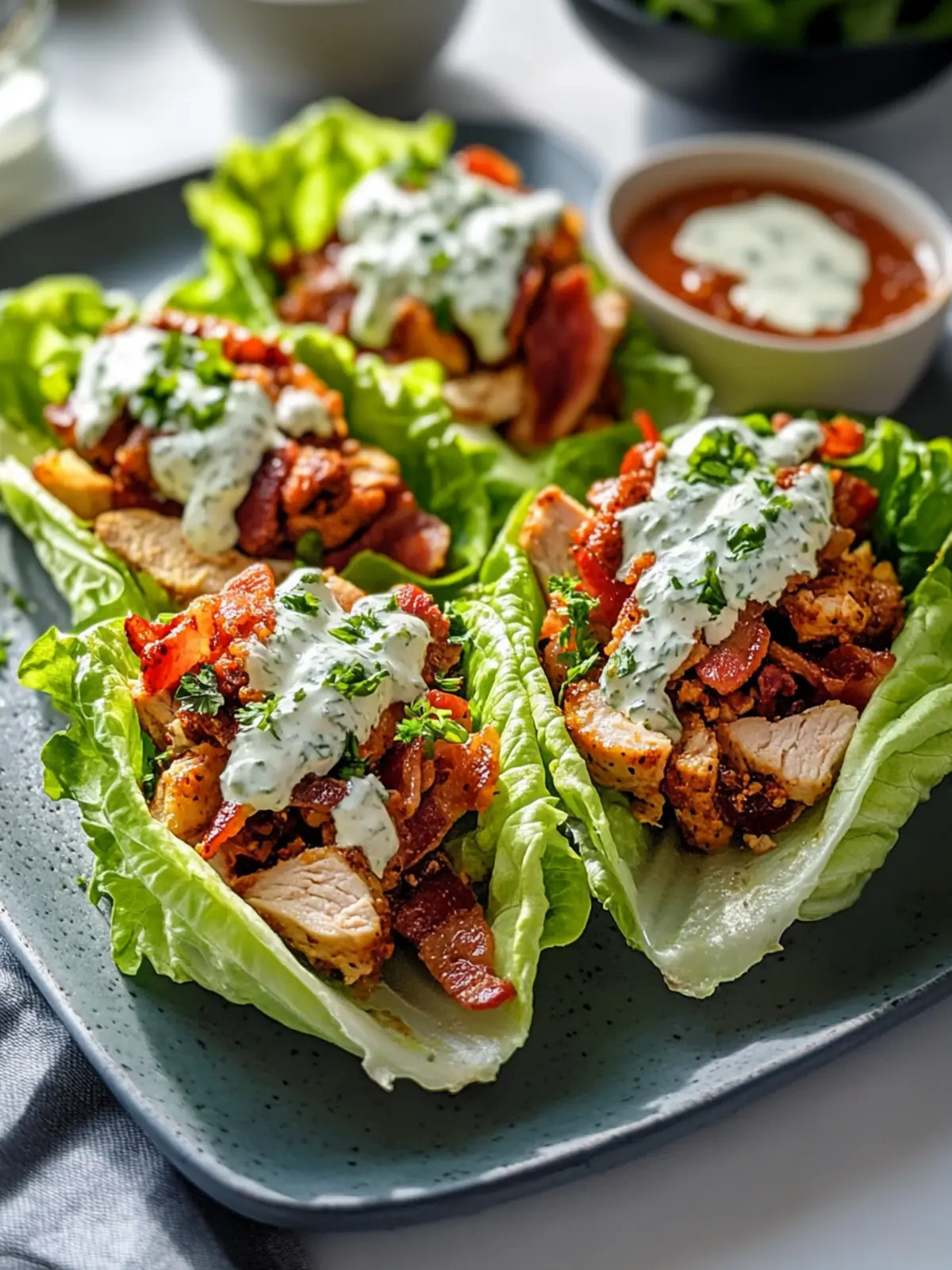 Classic Chicken Beef Bacon Lettuce Wraps with Ranch Bliss 4 Classic Chicken Beef Bacon Lettuce Wraps with Ranch