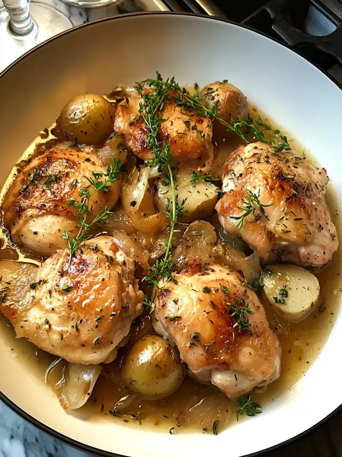 Savory White Wine Chicken Thighs with Herbs and Shallots 4 White Wine Chicken