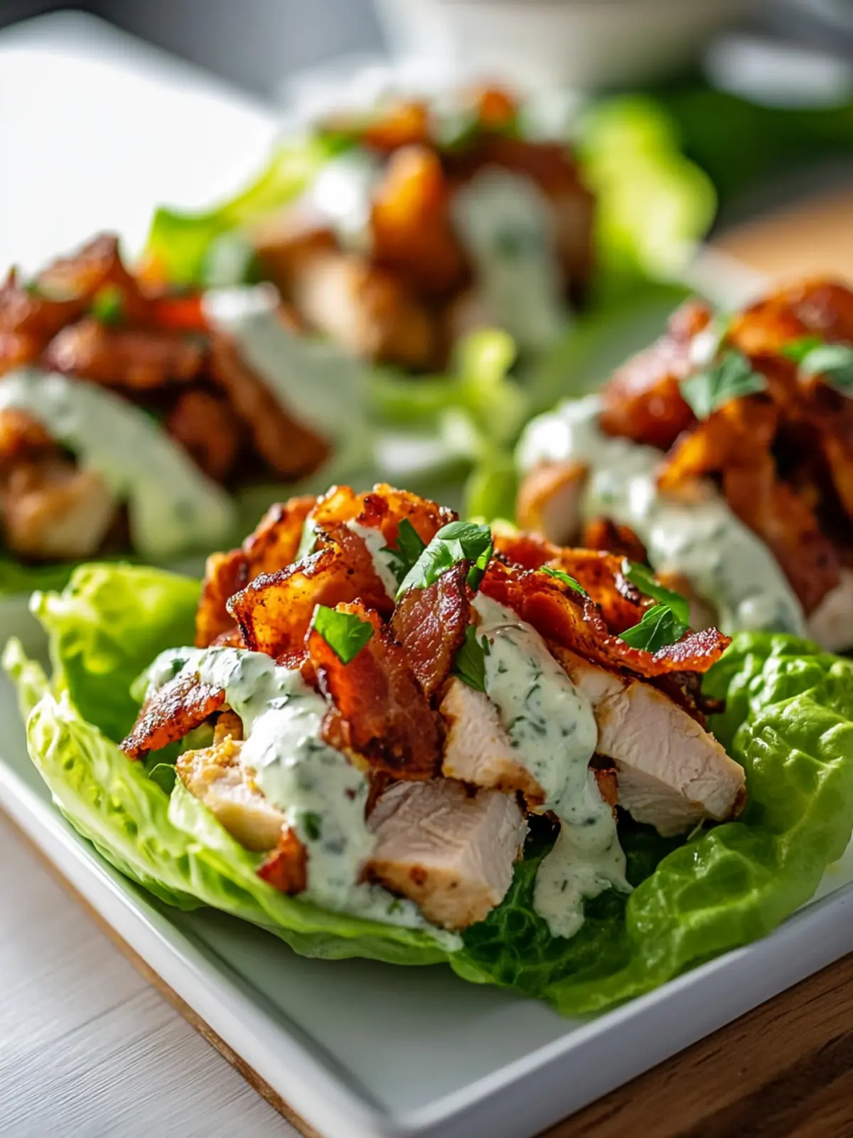 Classic Chicken Beef Bacon Lettuce Wraps with Ranch Bliss 2 Classic Chicken Beef Bacon Lettuce Wraps with Ranch