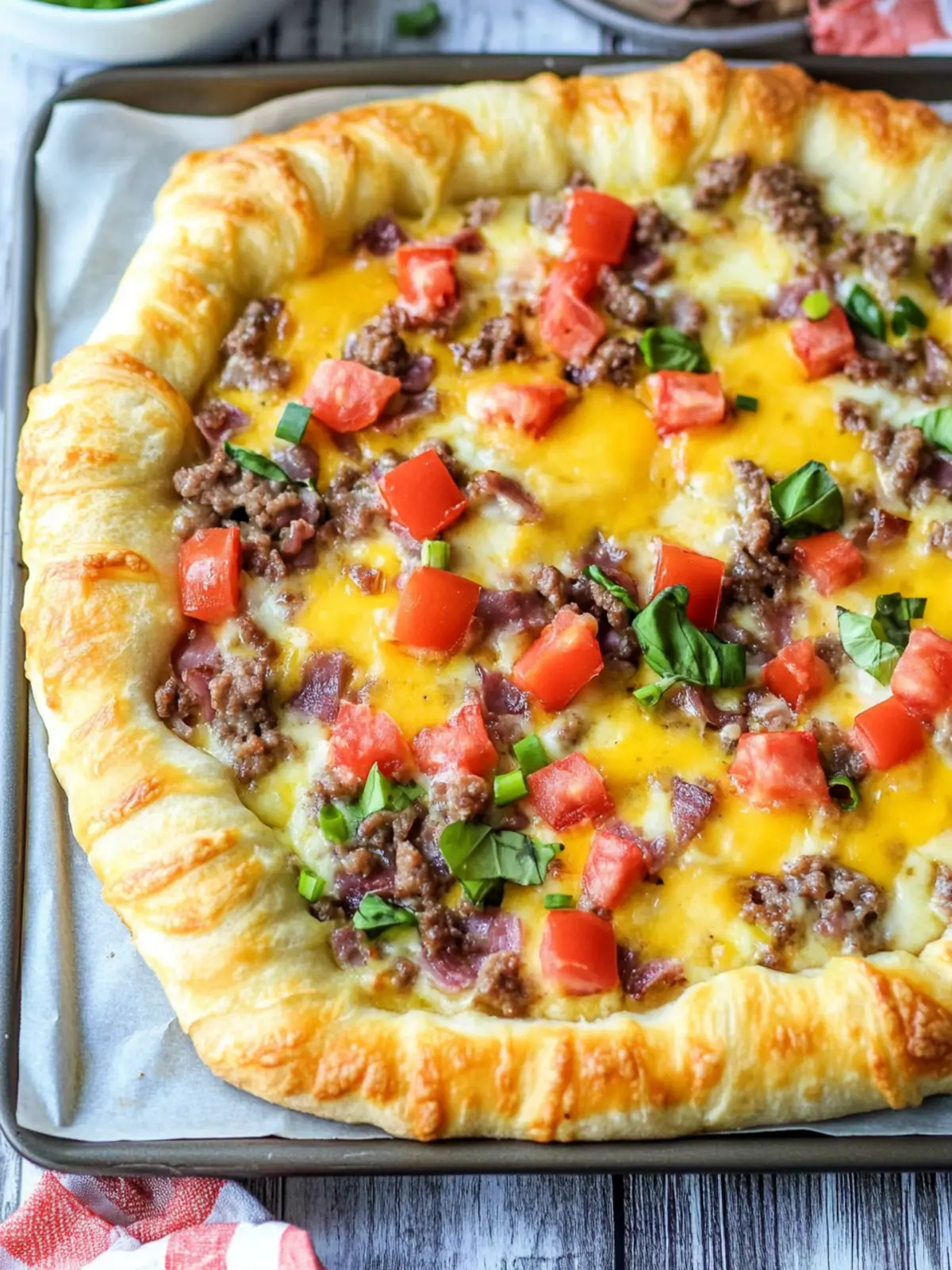 Brunch Bliss: Breakfast Pizza with Crescent Rolls Magic 3 Breakfast Pizza with Crescent Rolls