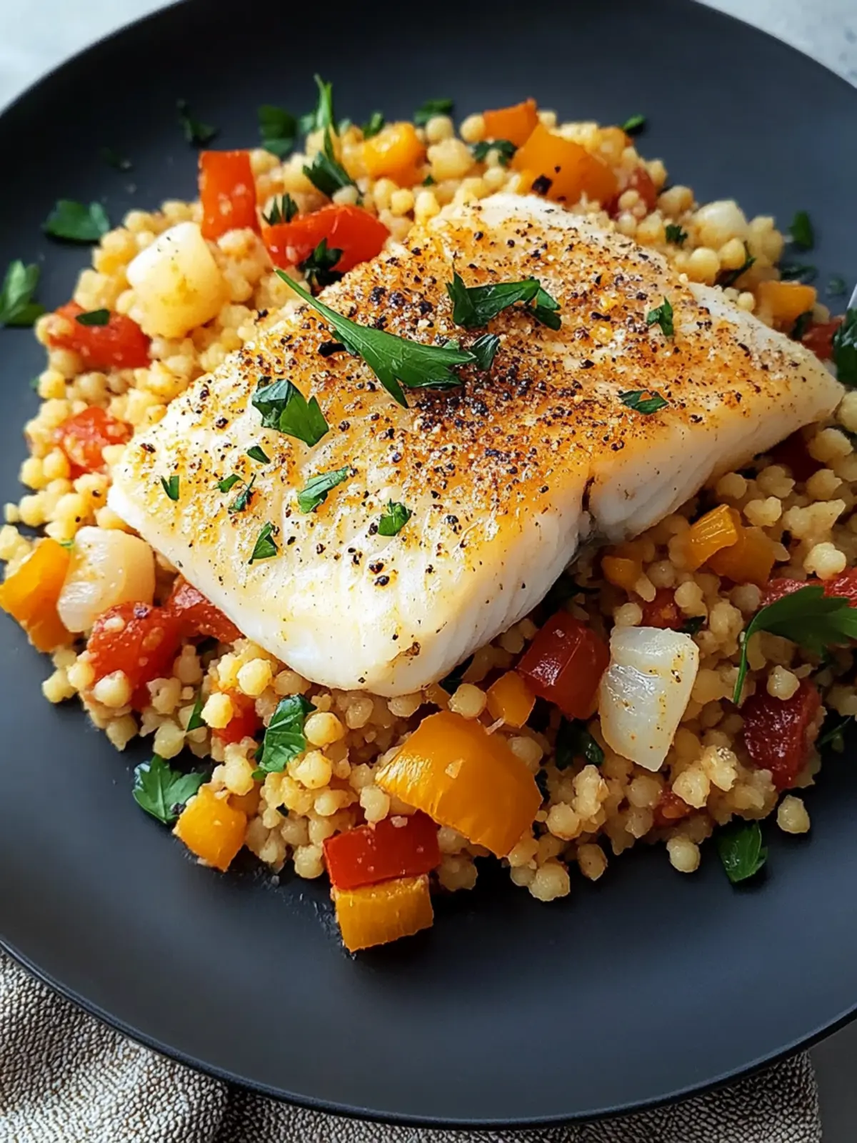 Delicious Wild Caught Cod with Moroccan Couscous Bliss 4 Wild Caught Cod with Moroccan Couscous