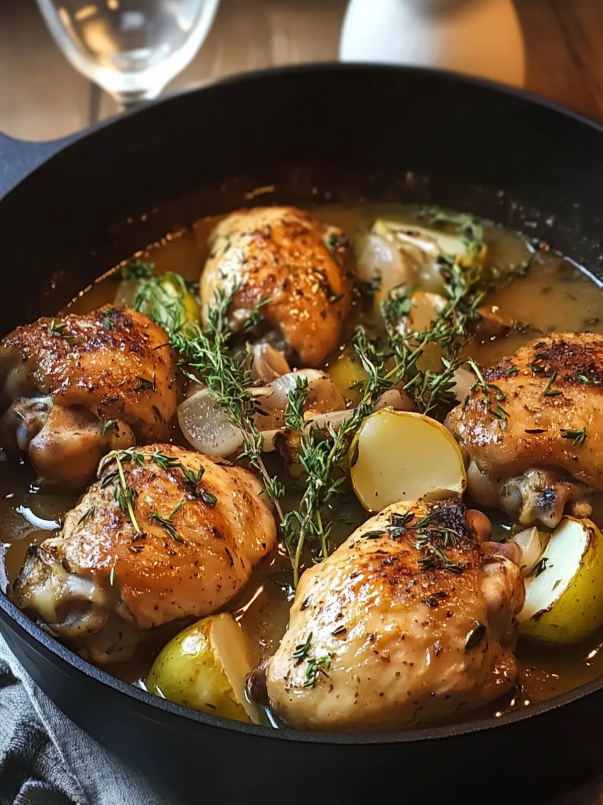 Savory White Wine Chicken Thighs with Herbs and Shallots 5 White Wine Chicken