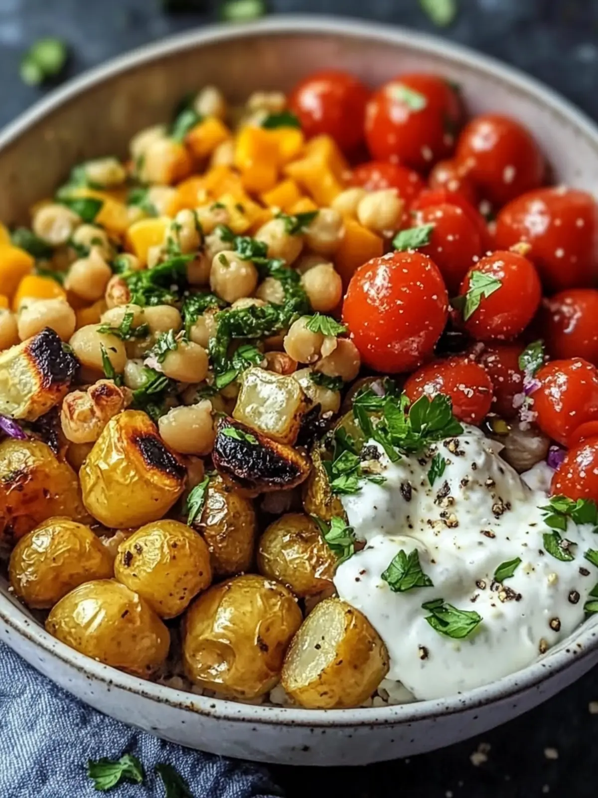 Delicious Mother's Day Vegan Mediterranean Roasted Veggie Bowl 3 Mother' Day Vegan Mediterranean Roasted Vegetables Bowl