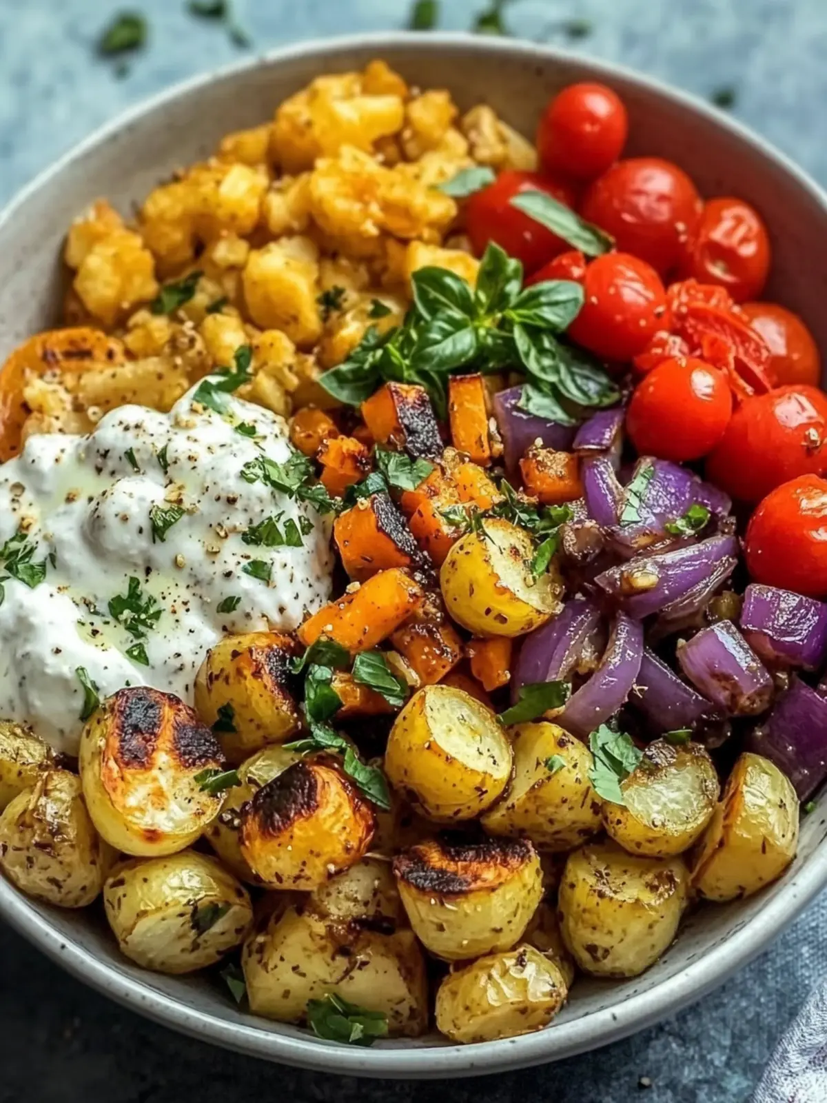 Delicious Mother's Day Vegan Mediterranean Roasted Veggie Bowl 5 Mother' Day Vegan Mediterranean Roasted Vegetables Bowl