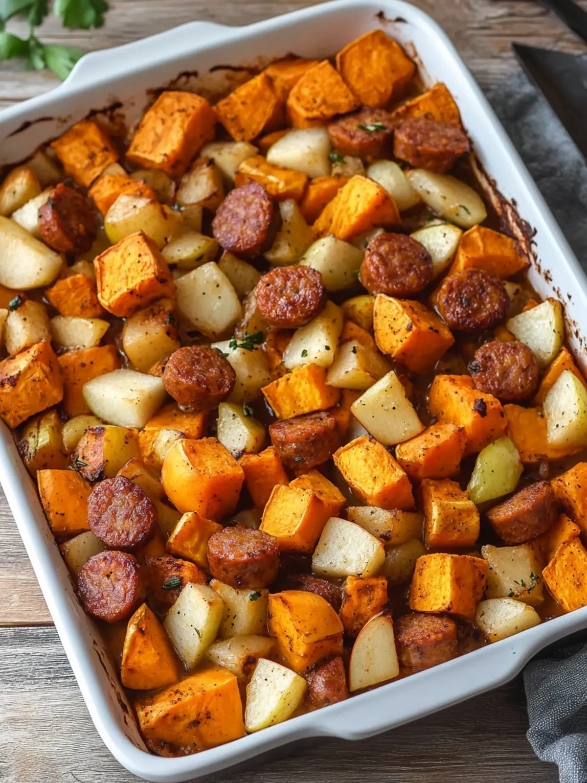 Delicious Cinco de Mayo Maple Dijon Sweet Potato Apple Bake 3 Cinco de Mayo Maple Dijon Sweet Potato Apple Sausage Bake