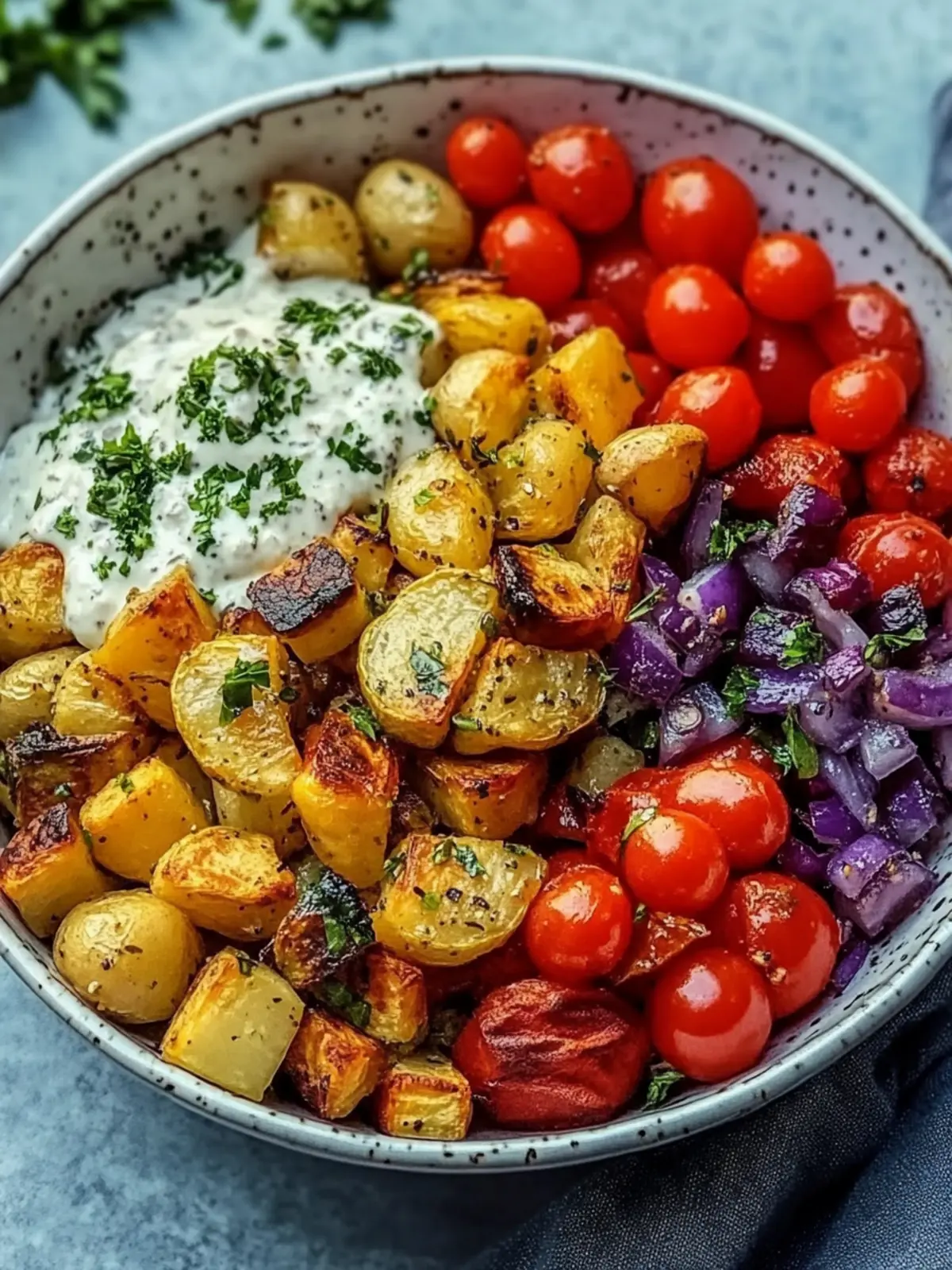Delicious Mother's Day Vegan Mediterranean Roasted Veggie Bowl 2 Mother' Day Vegan Mediterranean Roasted Vegetables Bowl