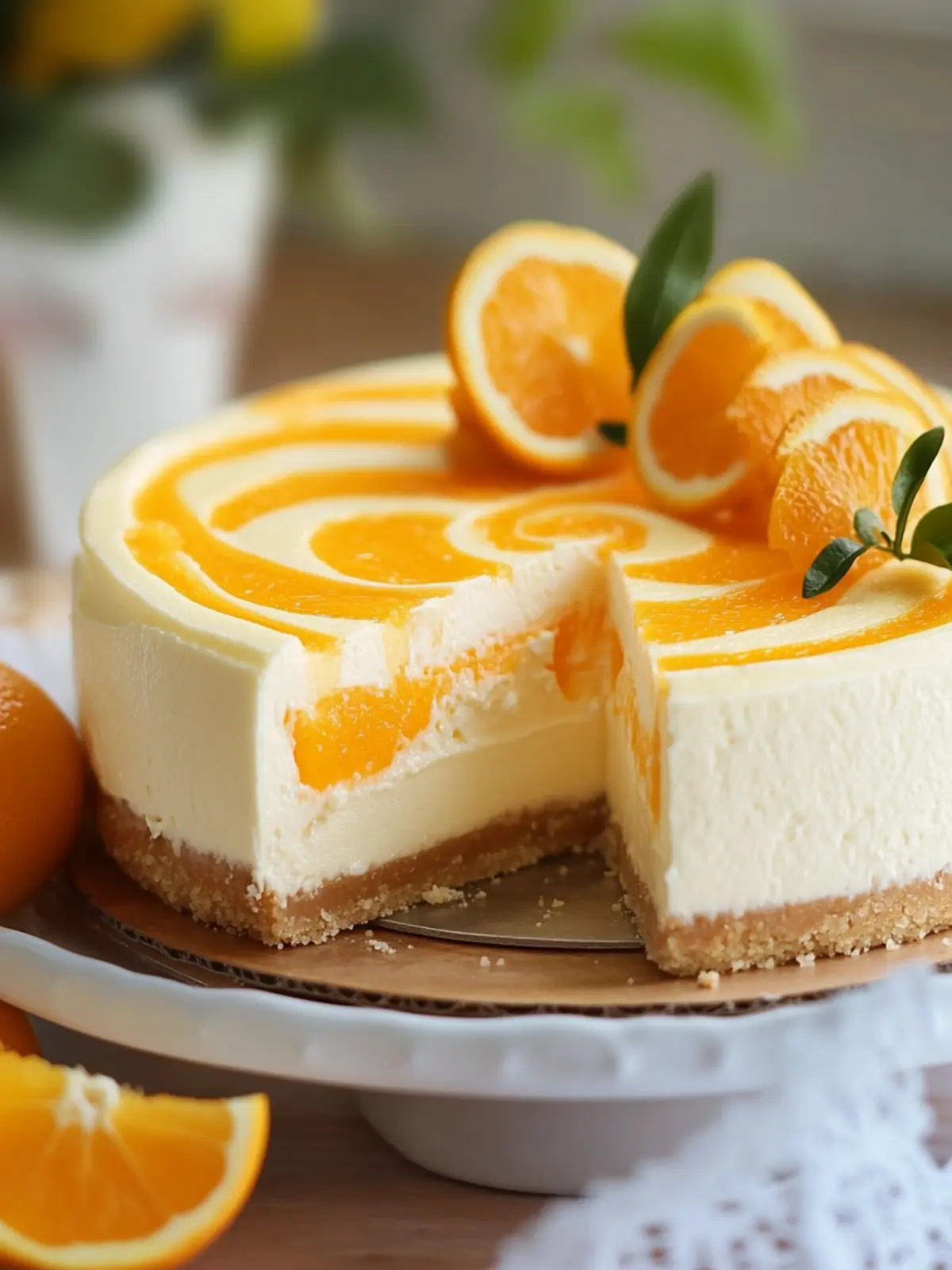 Irresistible Cinco de Mayo No-Bake Creamsicle Cheesecake Swirl 4 Cinco de Mayo No-Bake Creamsicle Cheesecake (Orange & Vanilla Swirl)